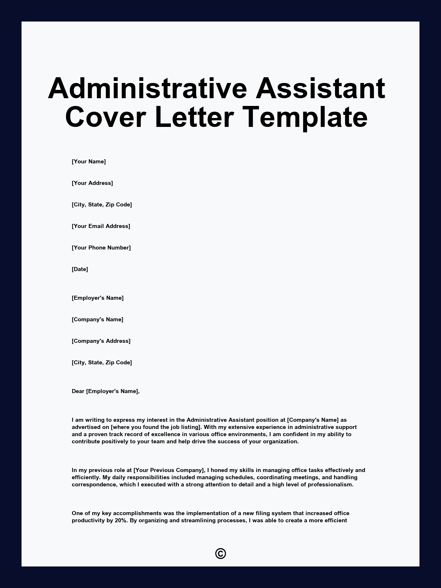 Administrative Assistant Cover Letter Template