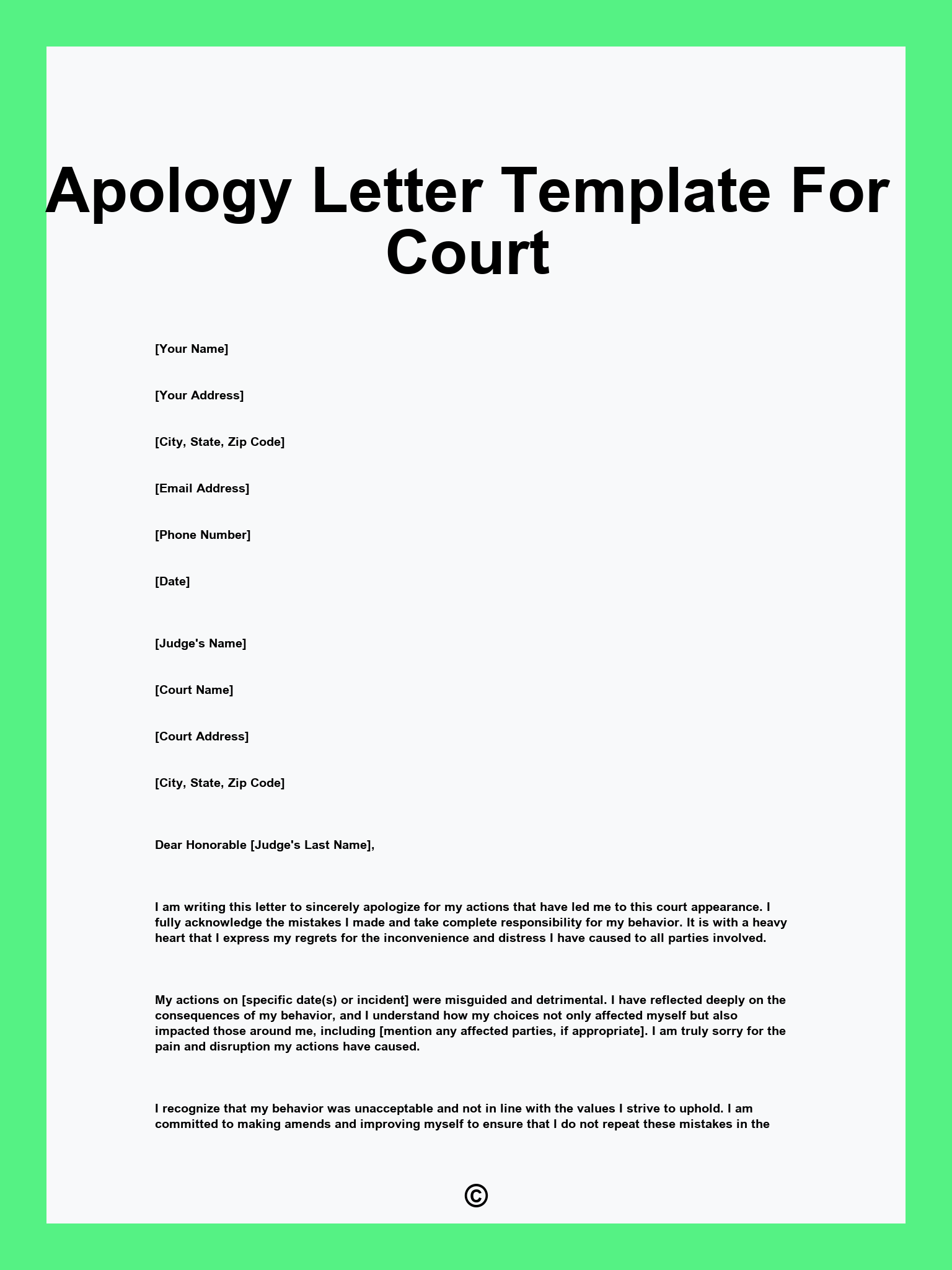 Apology Letter Template For Court