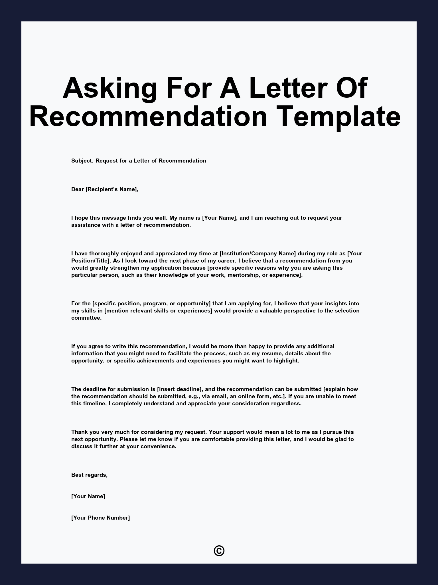 Asking For A Letter Of Recommendation Template