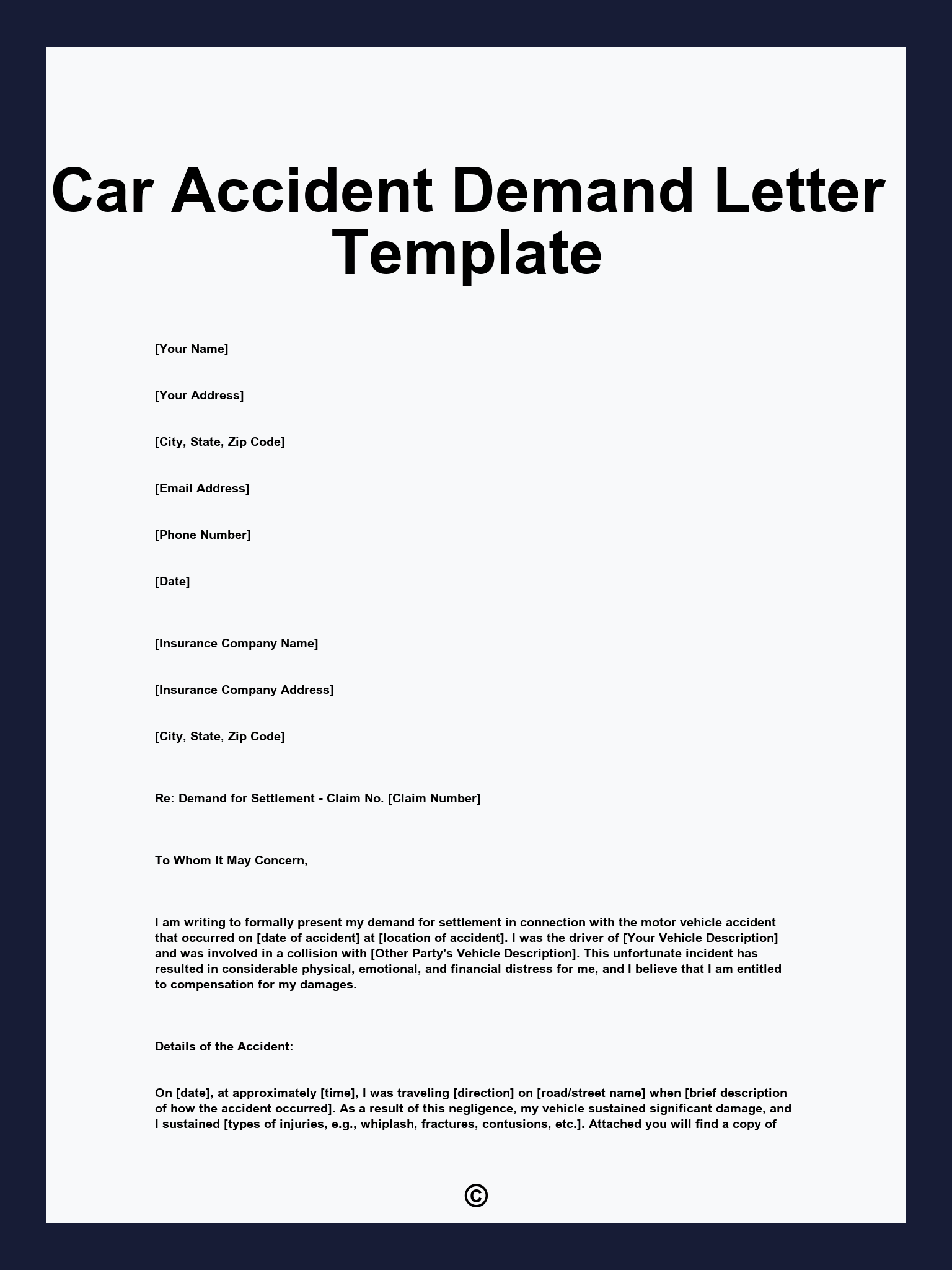Car Accident Demand Letter Template