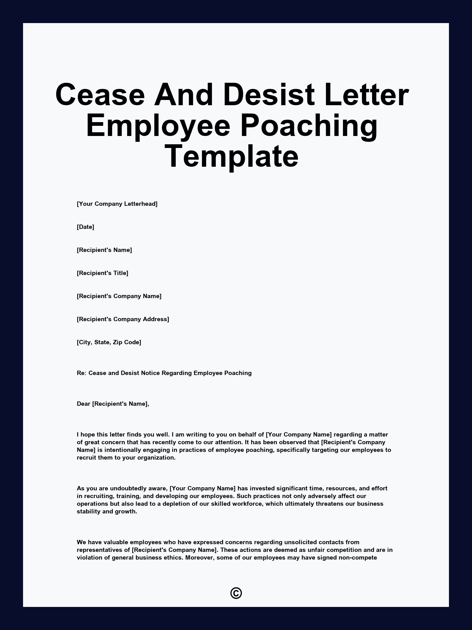 Cease And Desist Letter Employee Poaching Template