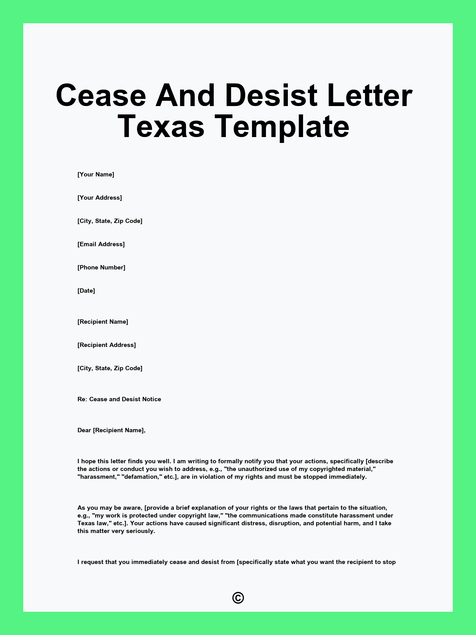 Cease And Desist Letter Texas Template