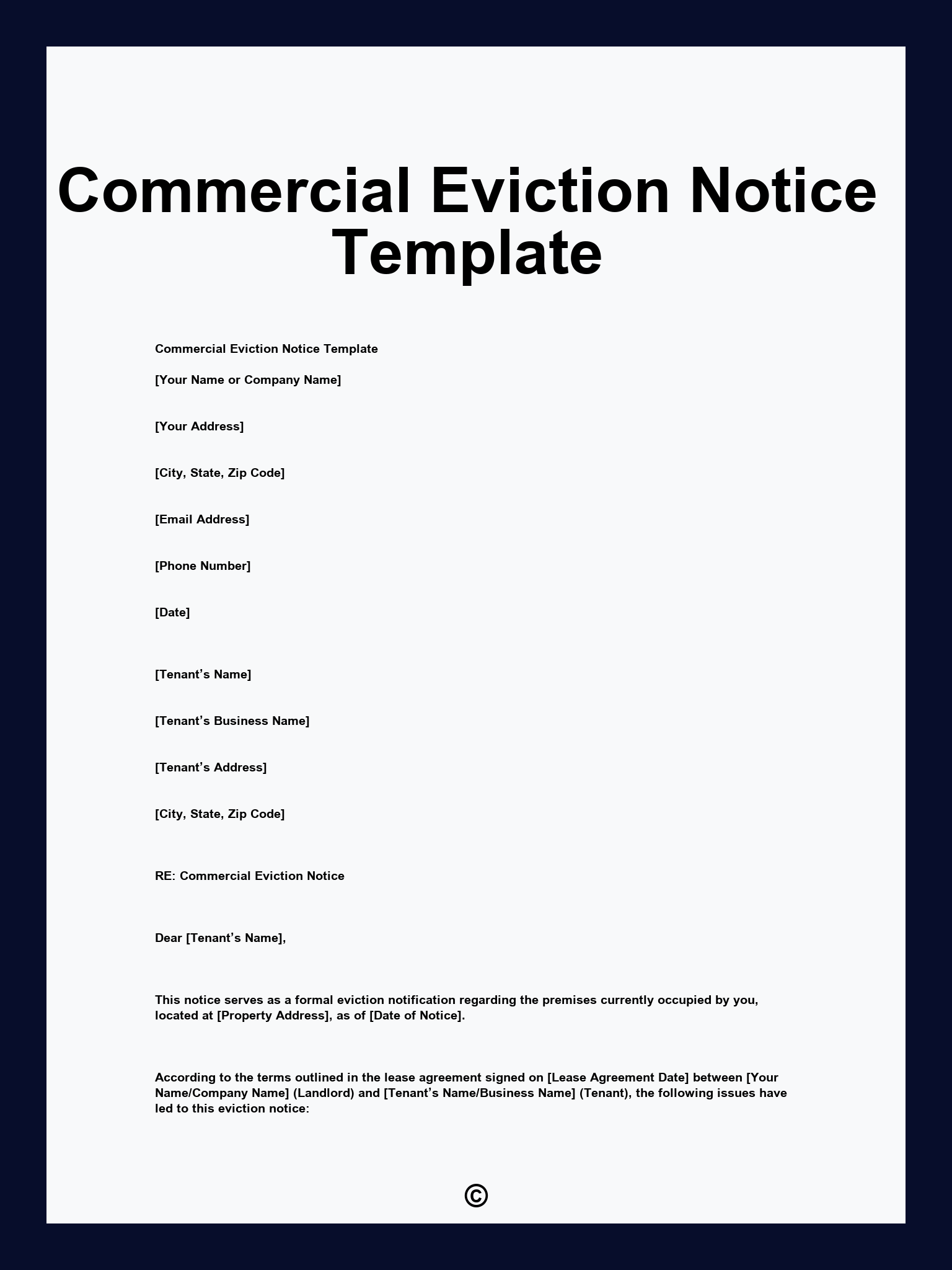 Commercial Eviction Notice Template
