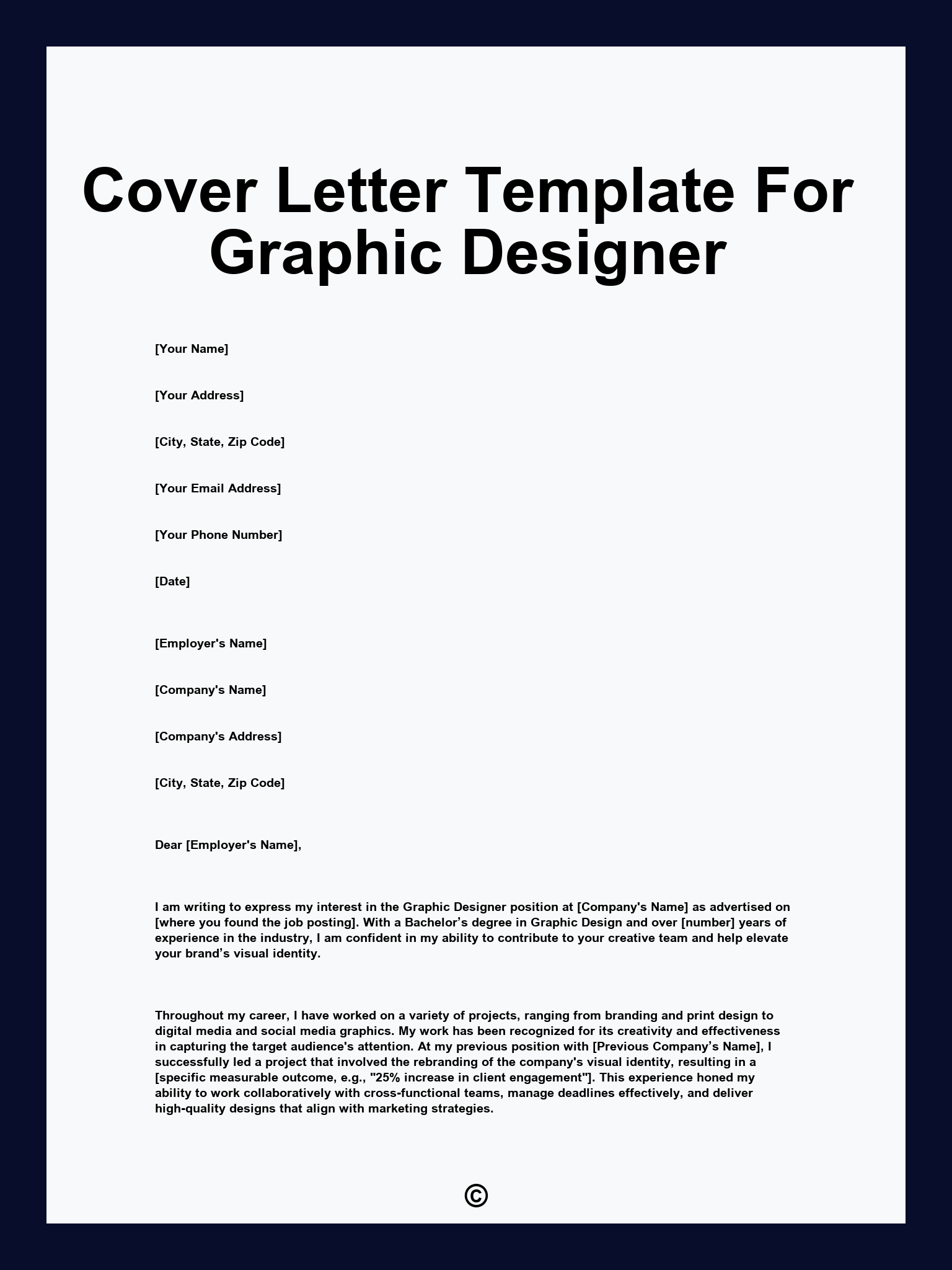 Cover Letter Template For Graphic Designer