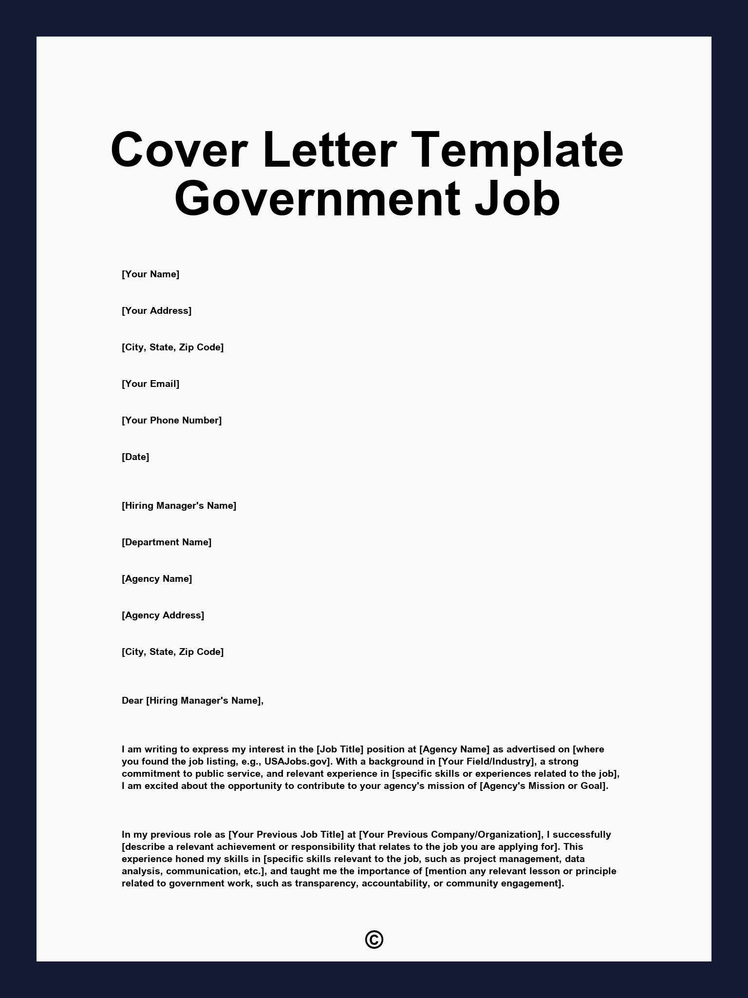 Cover Letter Template Government Job