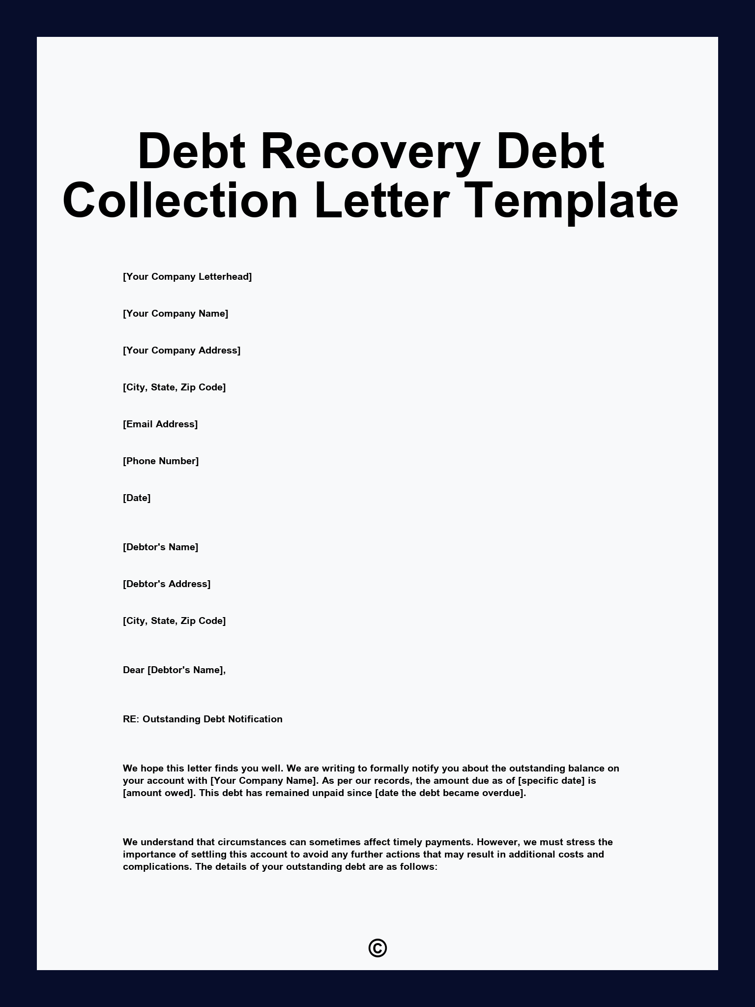 Debt Recovery Debt Collection Letter Template