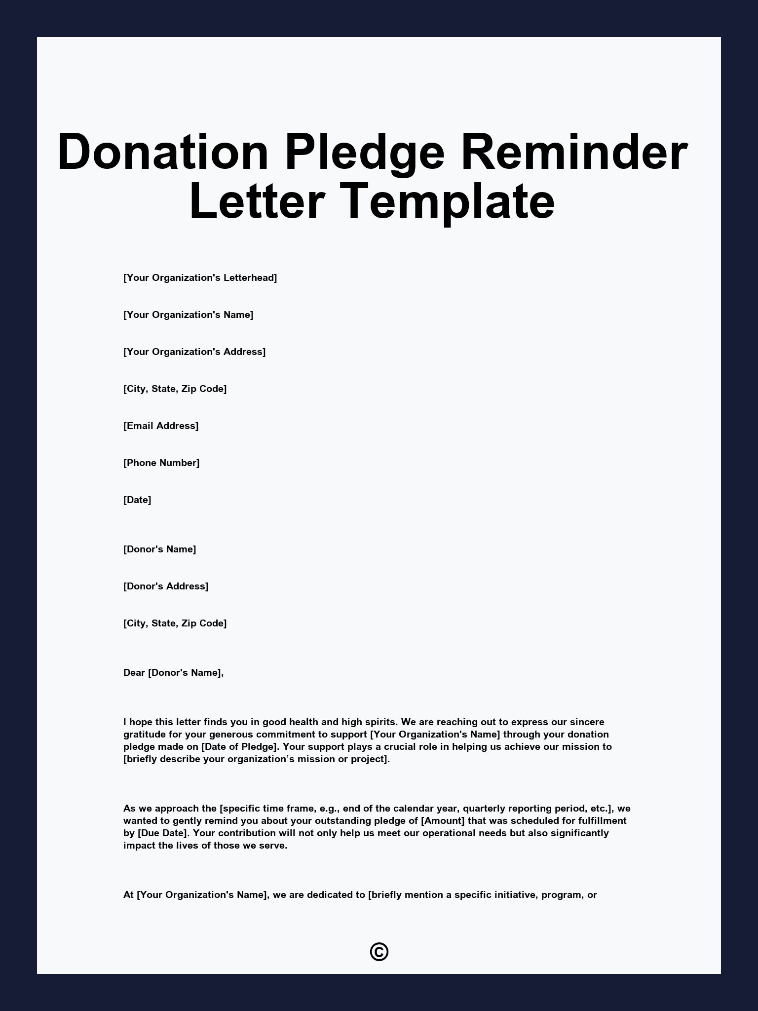 Donation Pledge Reminder Letter Template