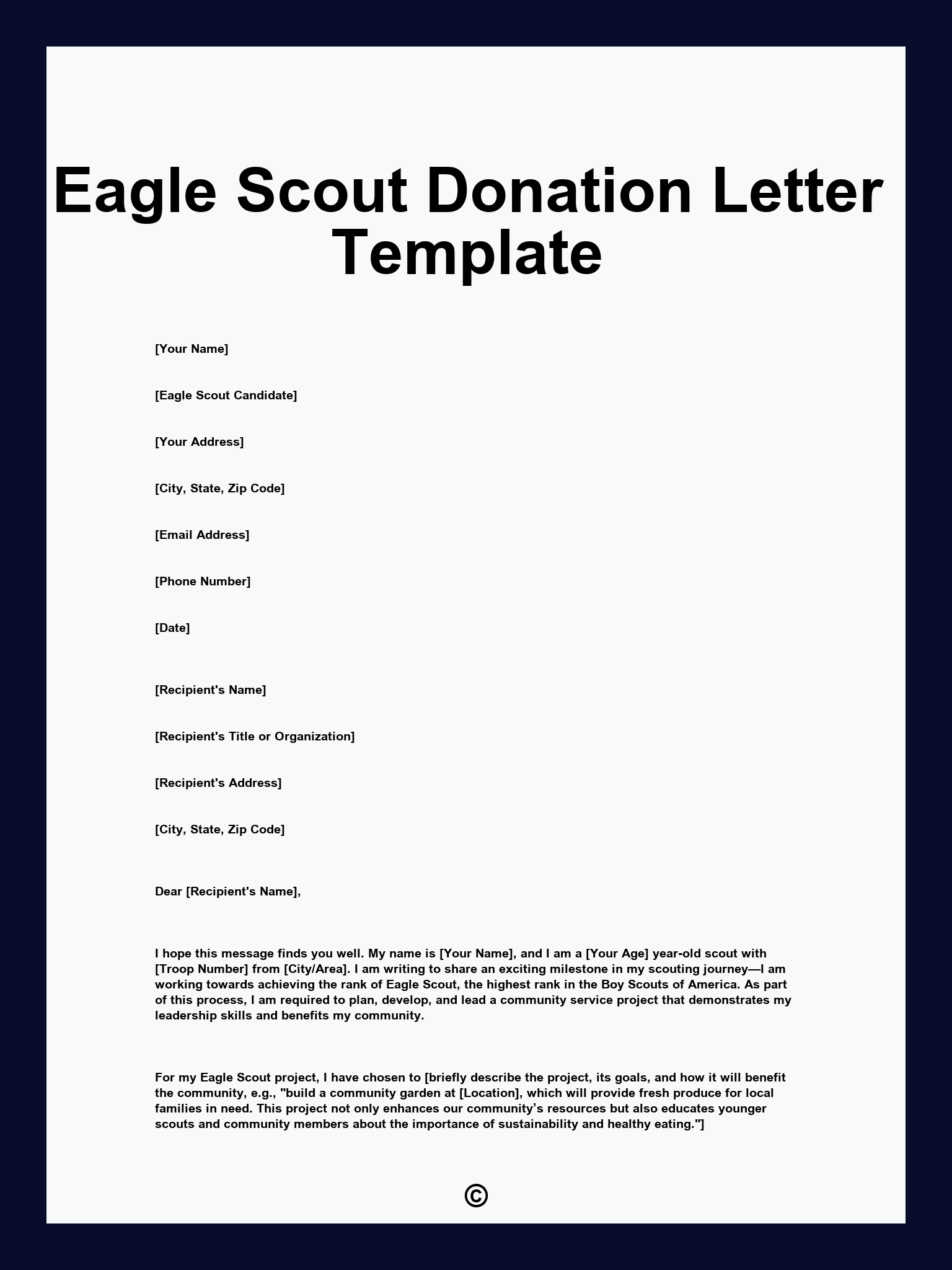 Eagle Scout Donation Letter Template