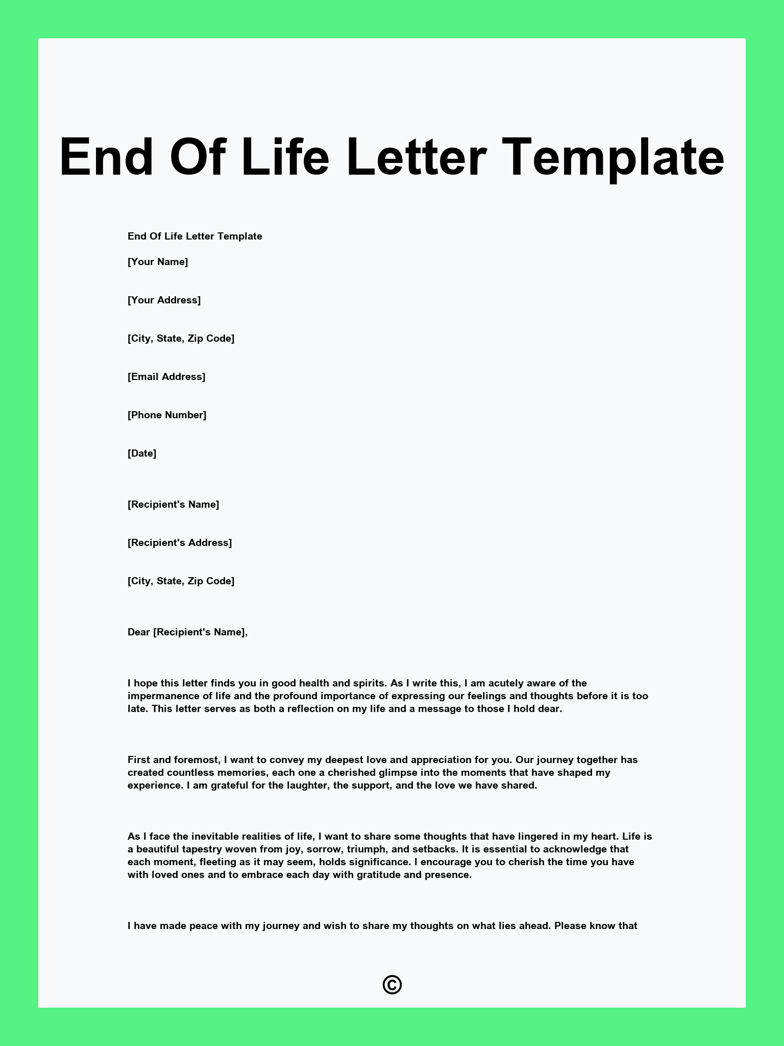 End Of Life Letter Template