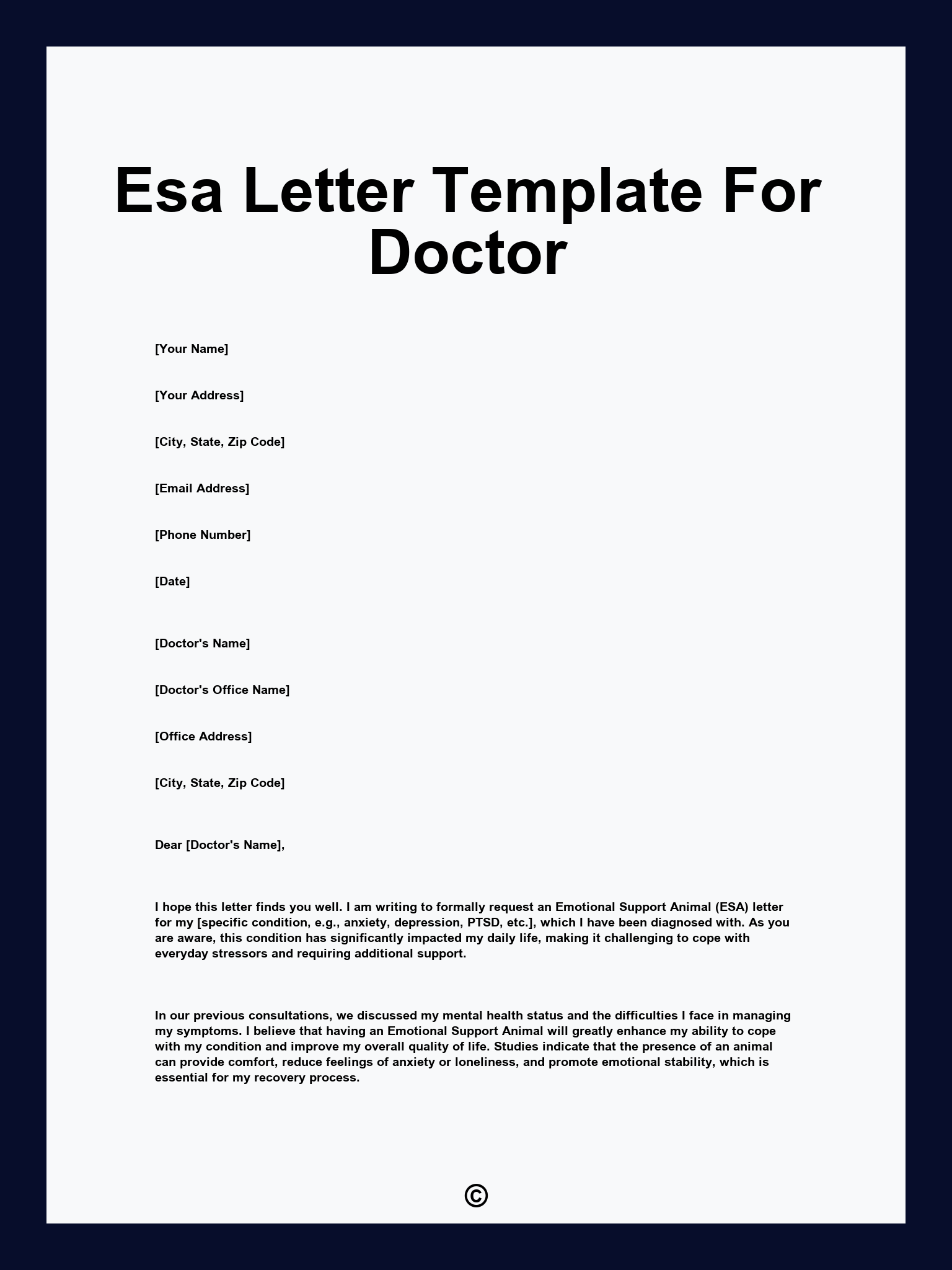 Esa Letter Template For Doctor