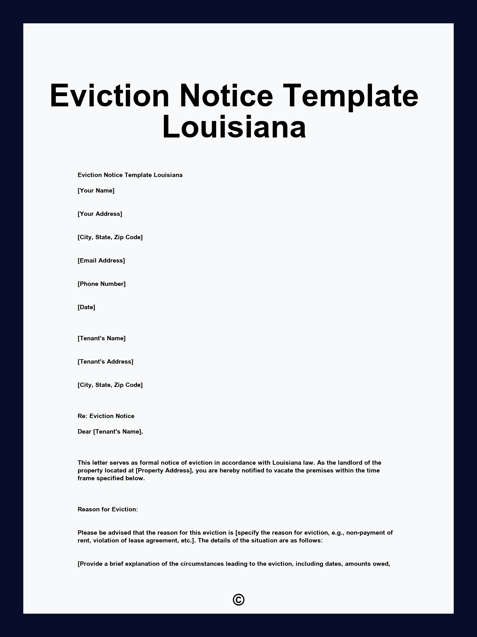 Eviction Notice Template Louisiana