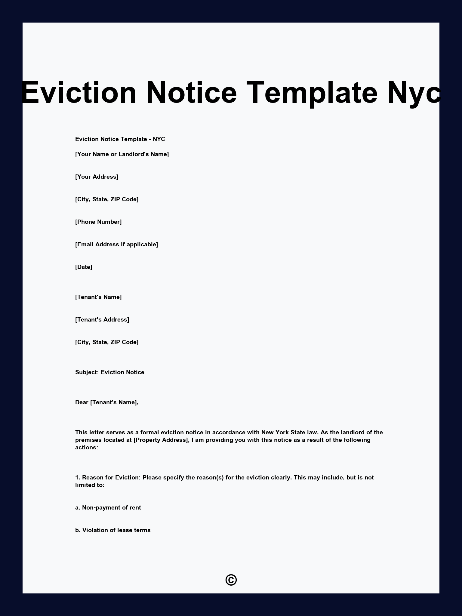 Eviction Notice Template Nyc