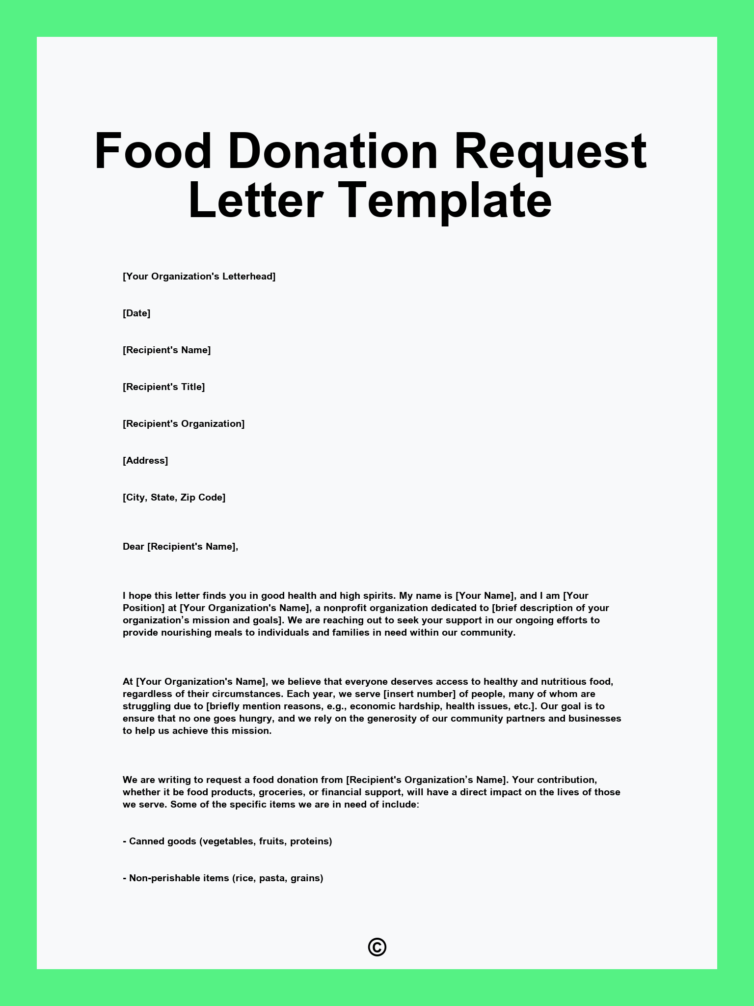 Food Donation Request Letter Template