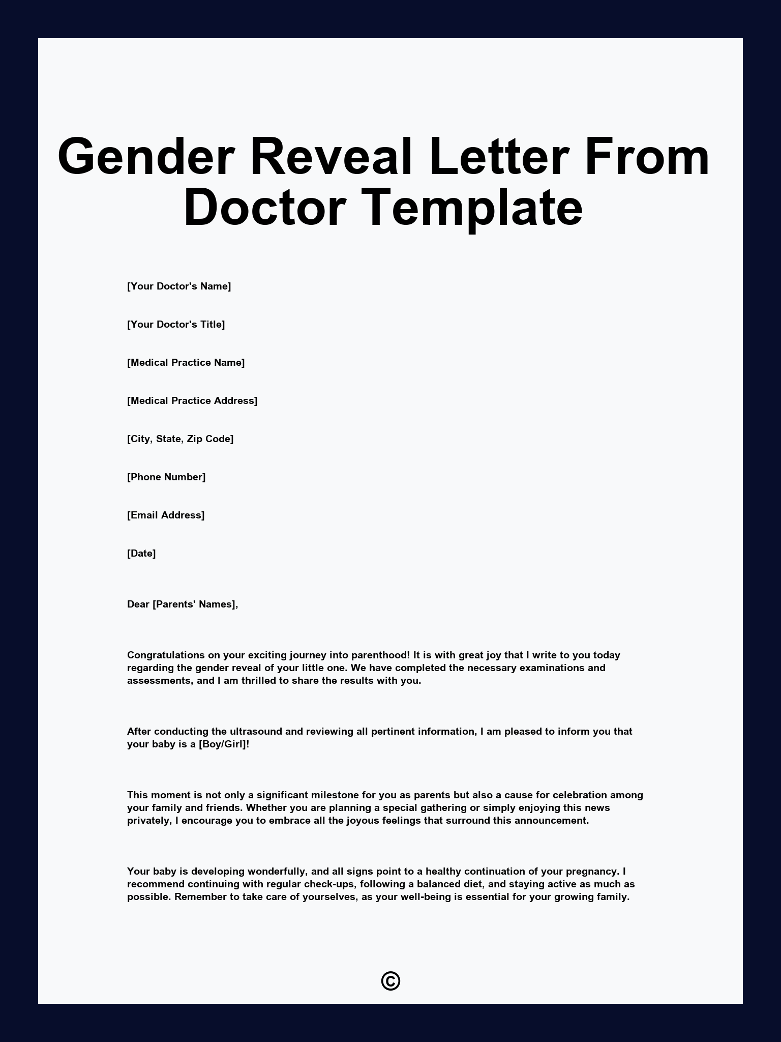 Gender Reveal Letter From Doctor Template
