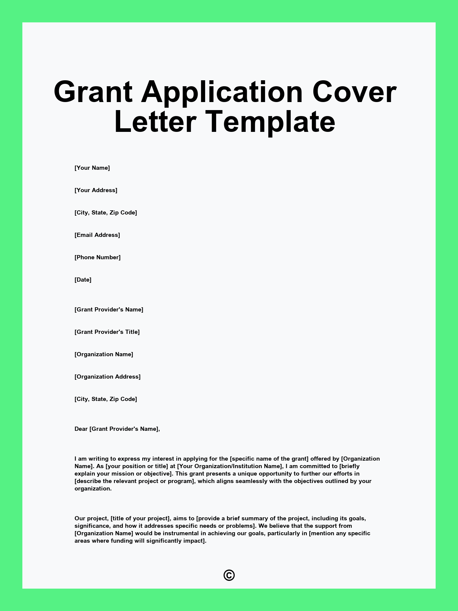 Grant Application Cover Letter Template