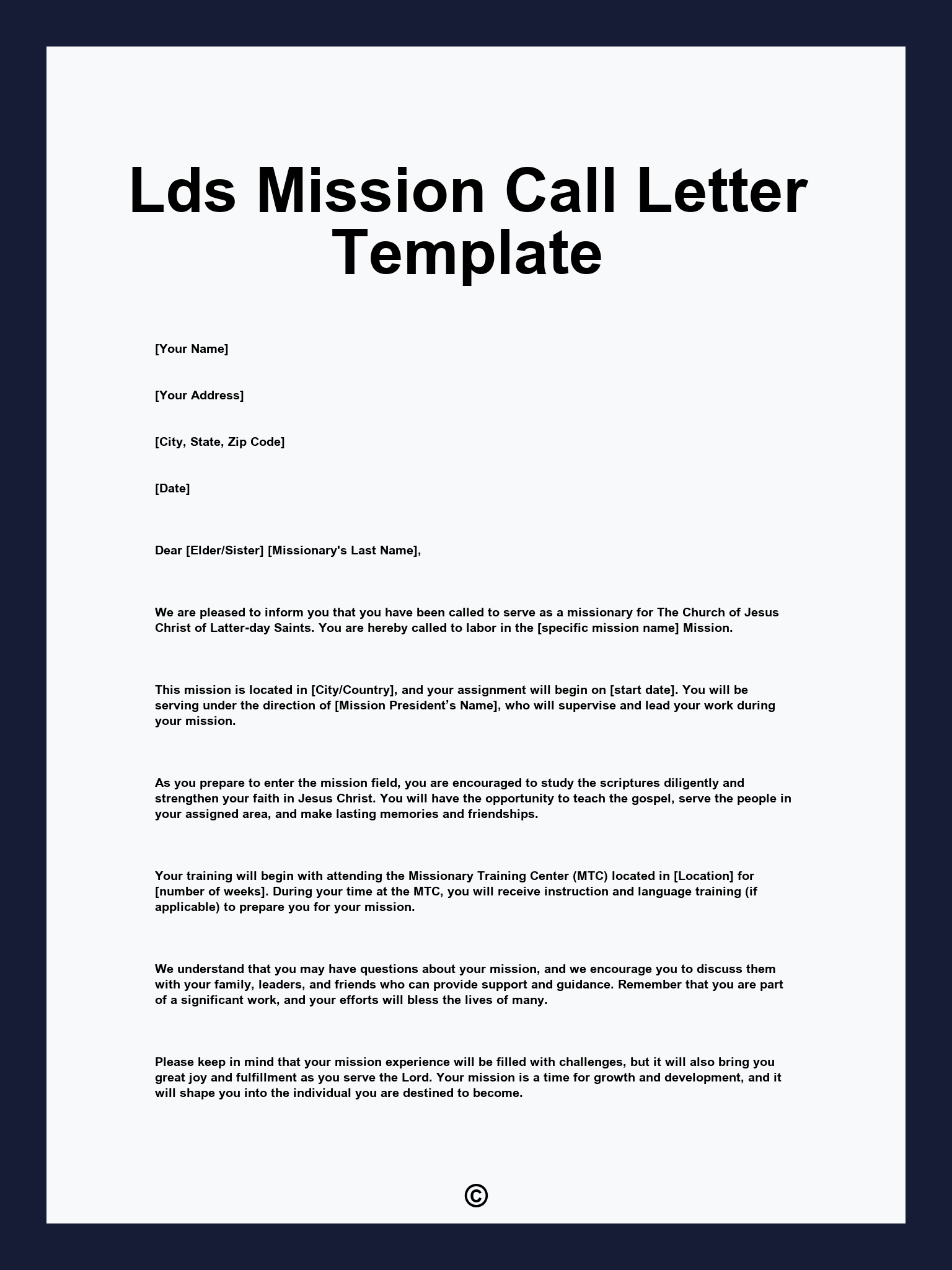 Lds Mission Call Letter Template