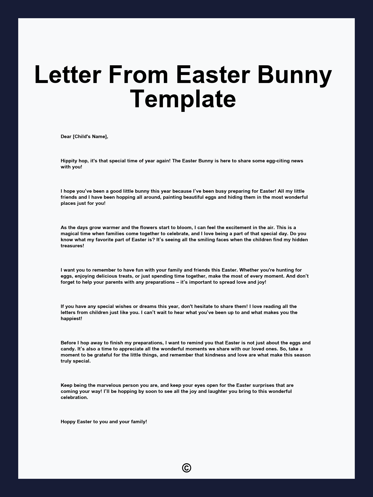 Letter From Easter Bunny Template