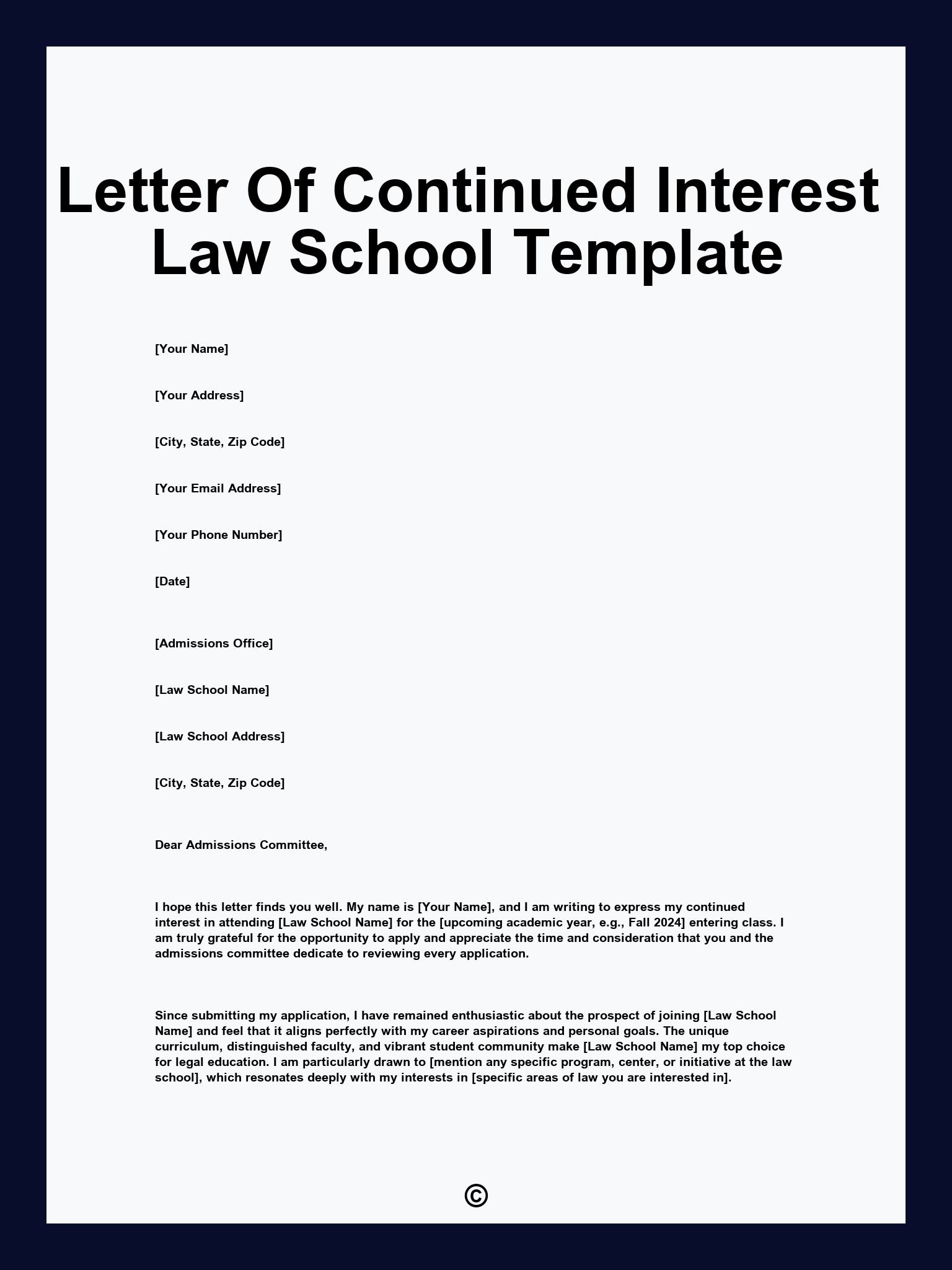 Letter Of Continued Interest Law School Template