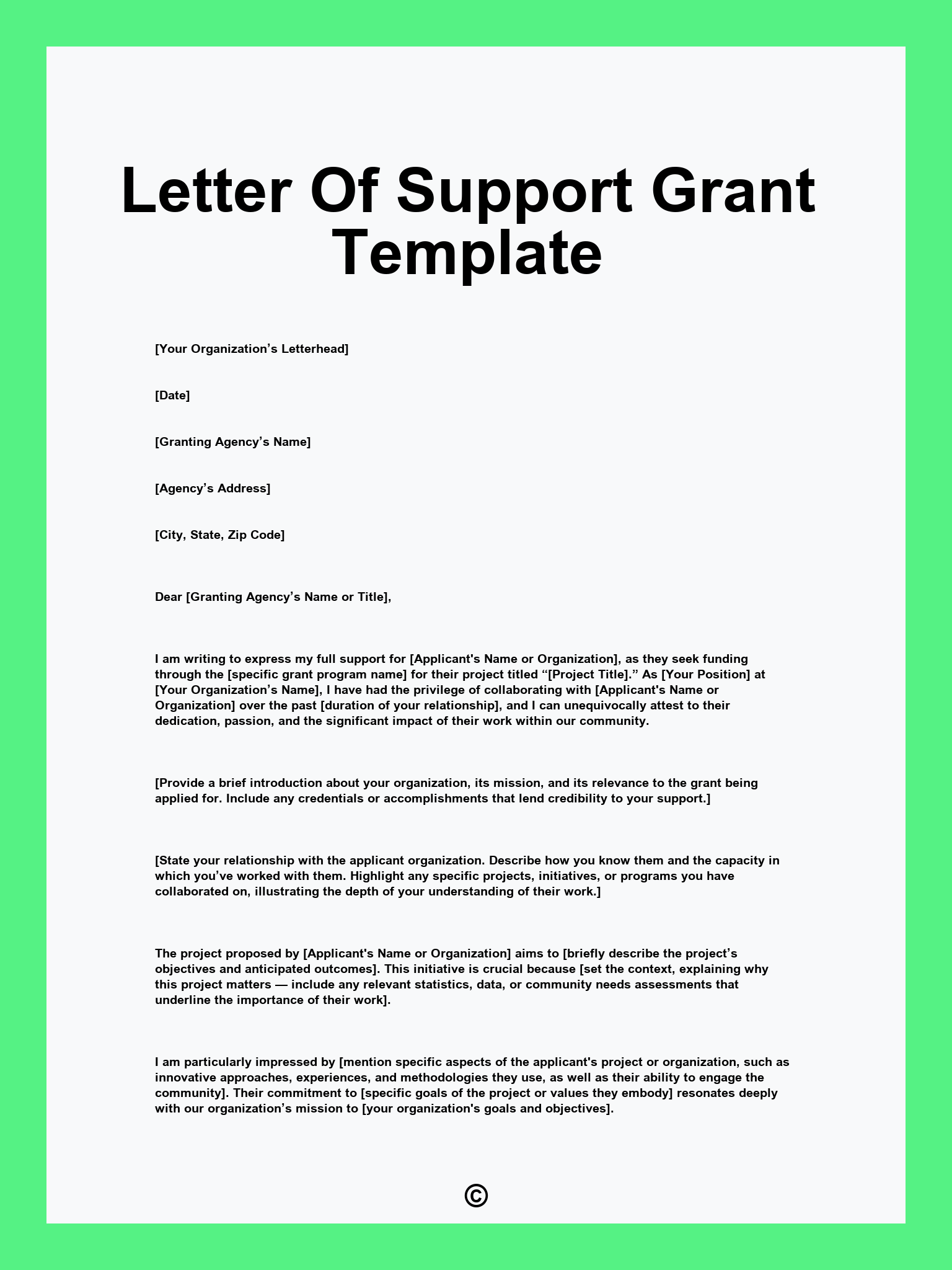 Letter Of Support Grant Template