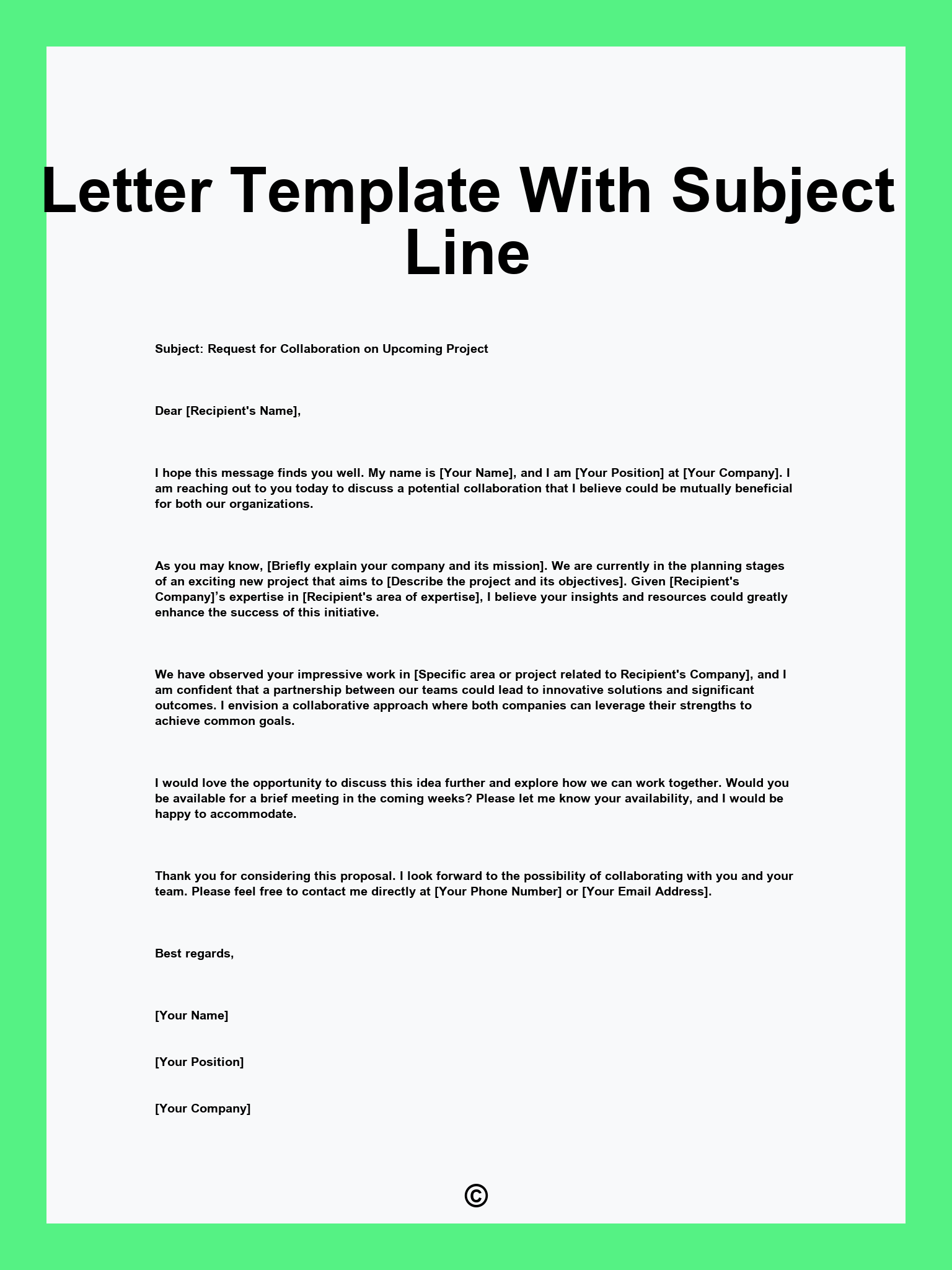 Letter Template With Subject Line