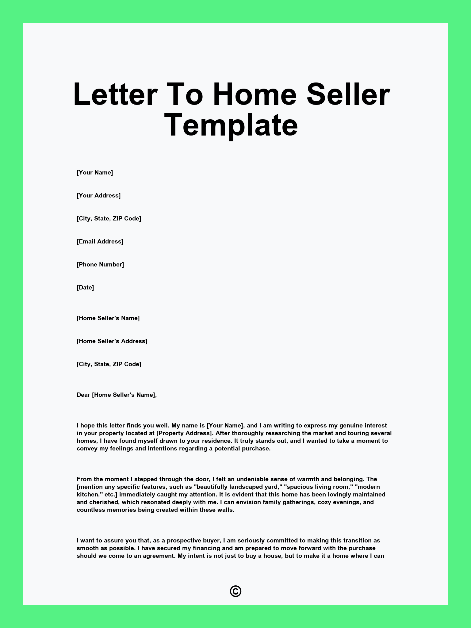 Letter To Home Seller Template