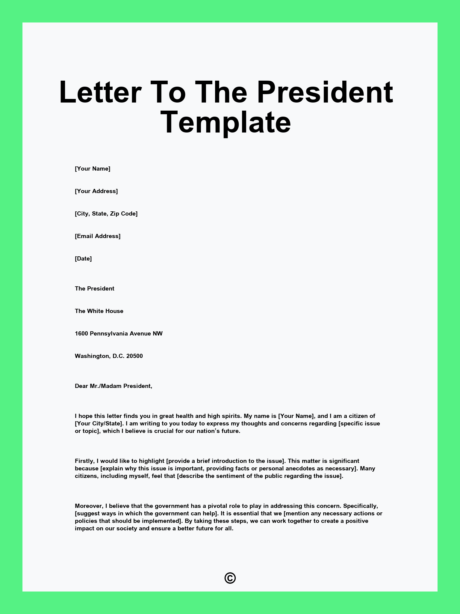 Letter To The President Template