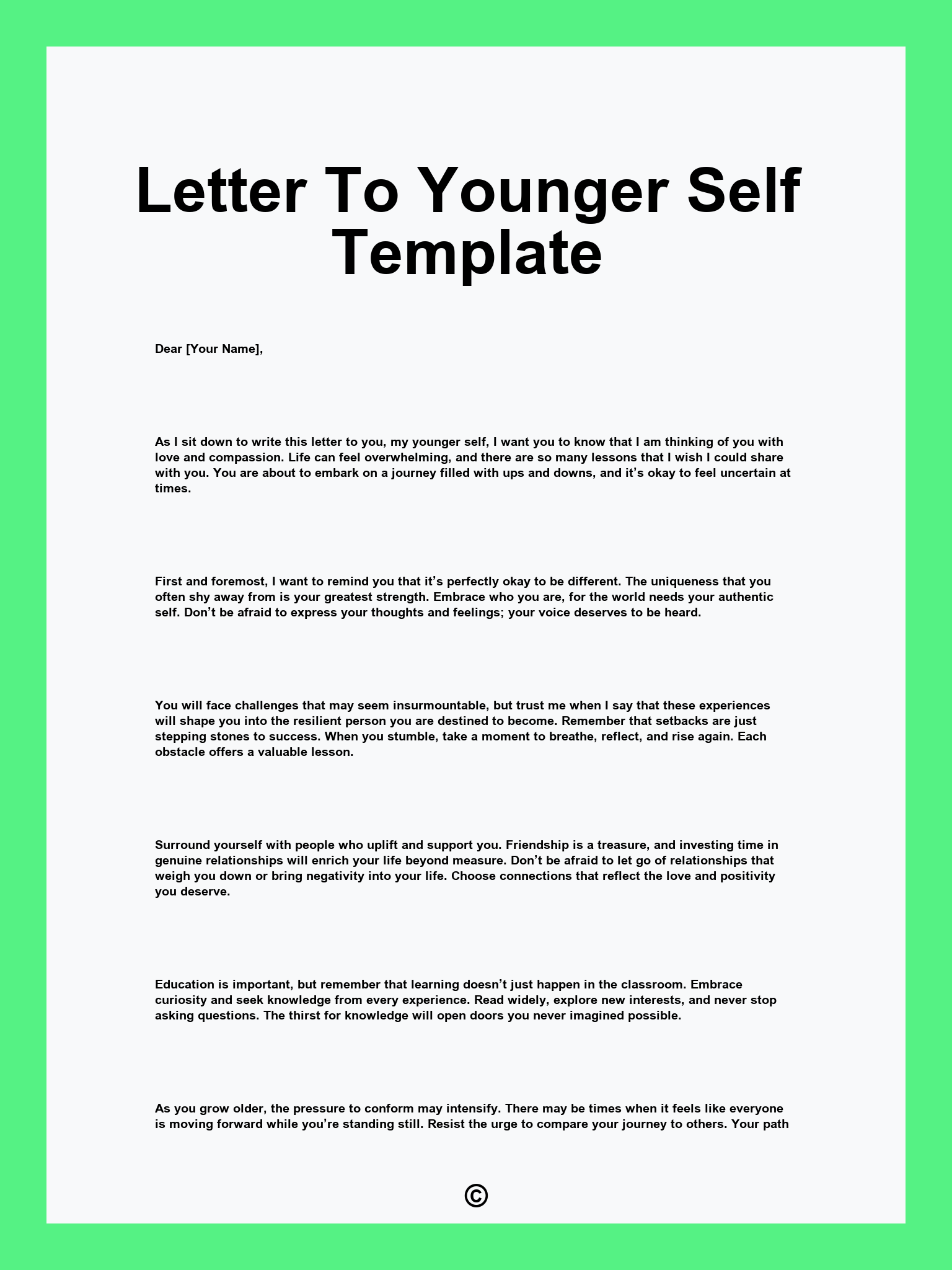 Letter To Younger Self Template
