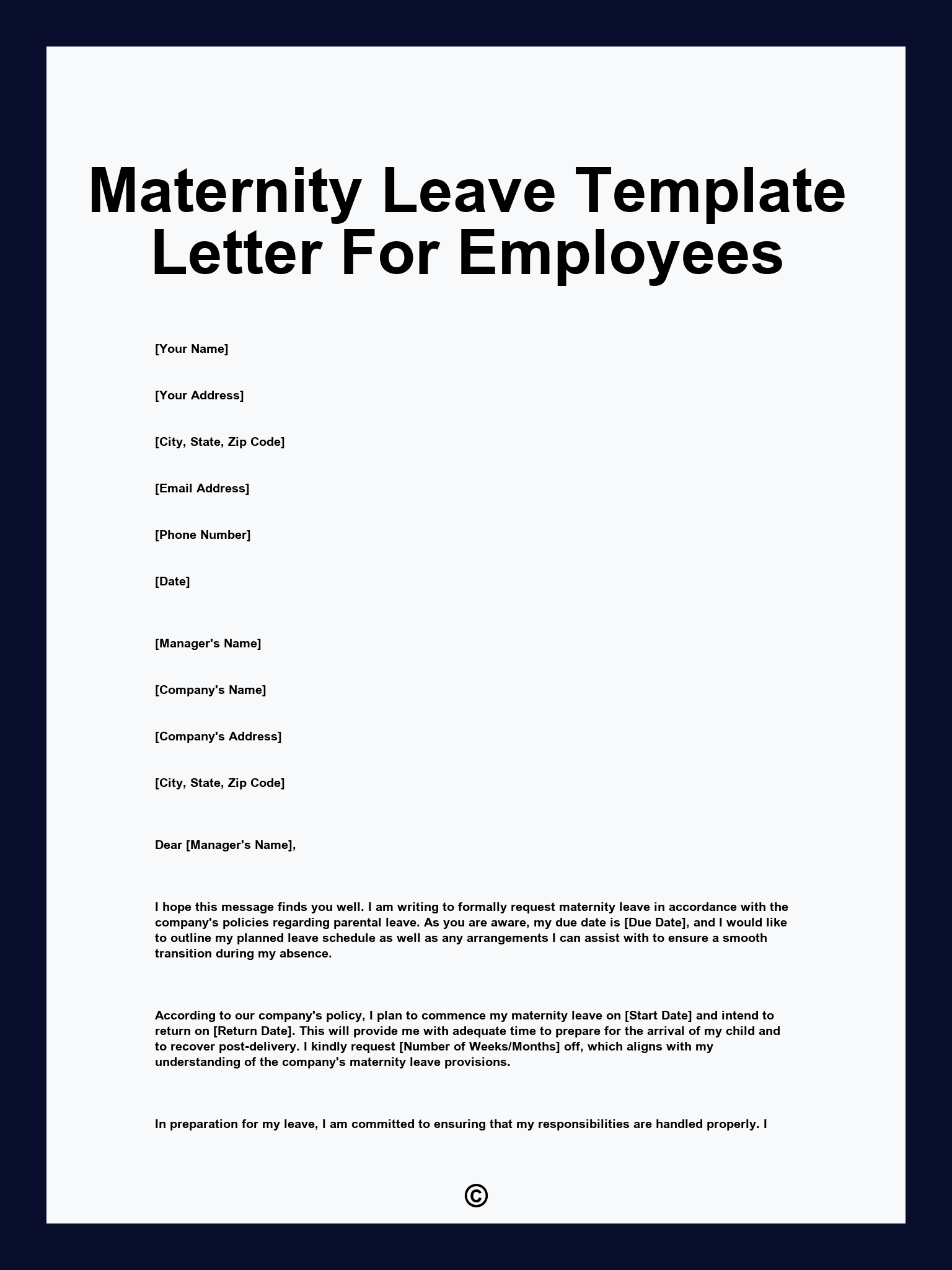 Maternity Leave Template Letter For Employees