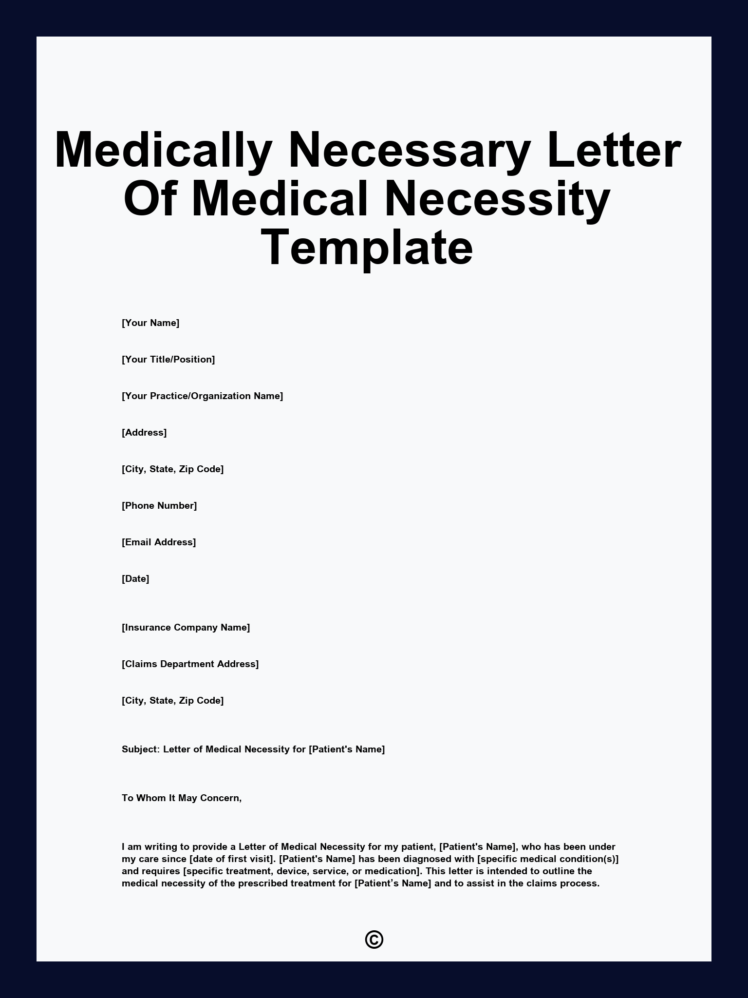 Medically Necessary Letter Of Medical Necessity Template