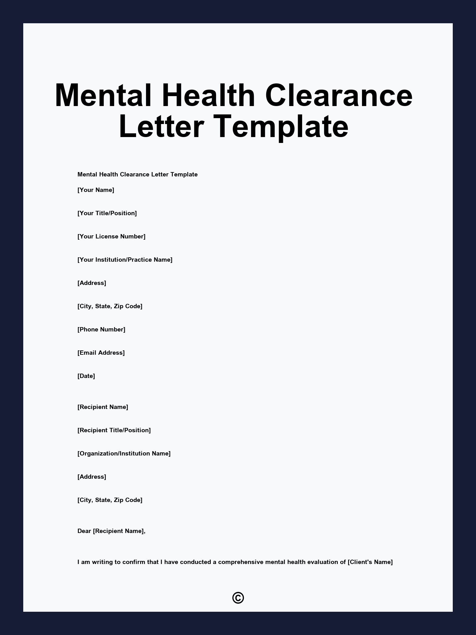 Mental Health Clearance Letter Template