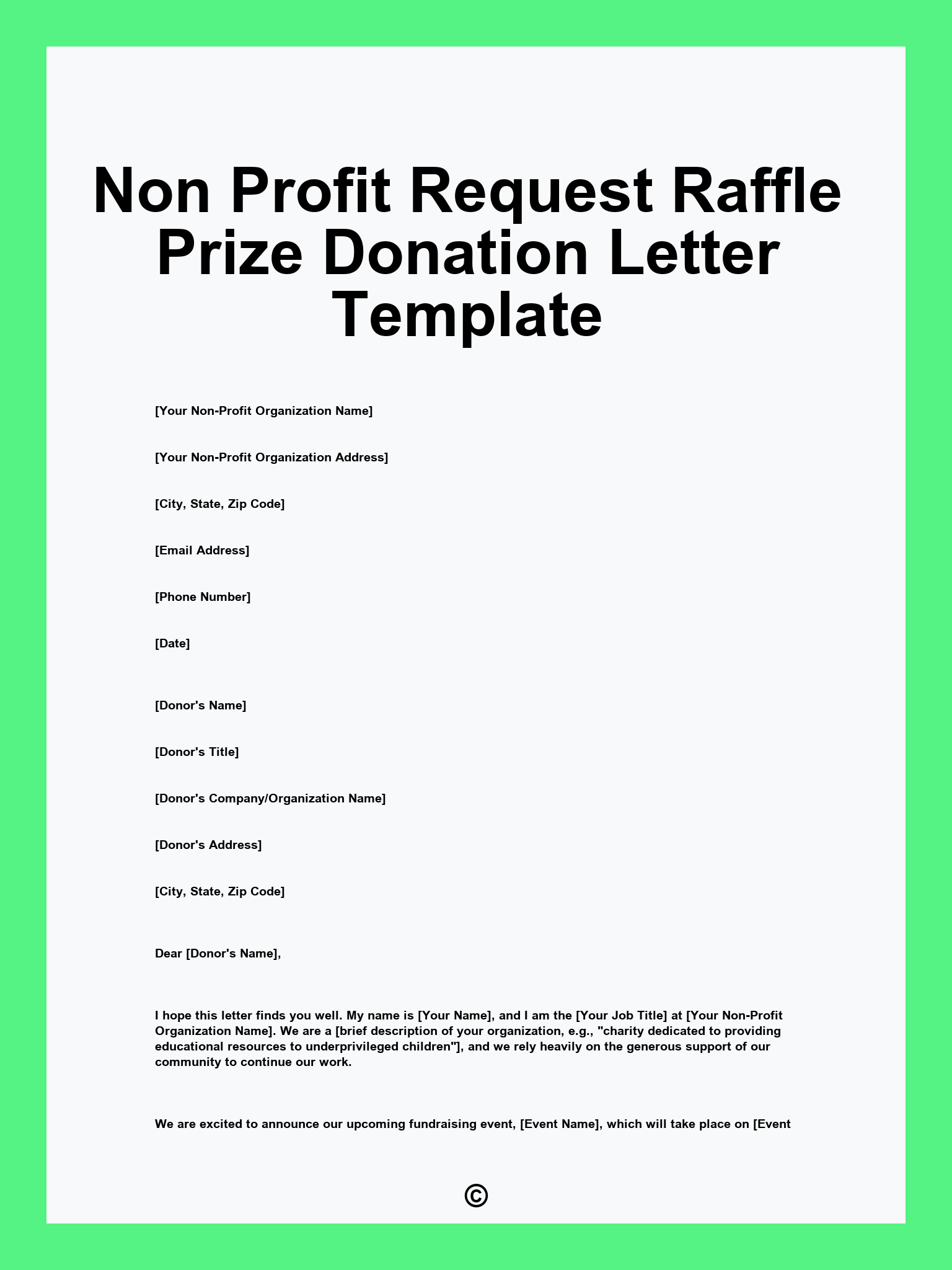 Non Profit Request Raffle Prize Donation Letter Template
