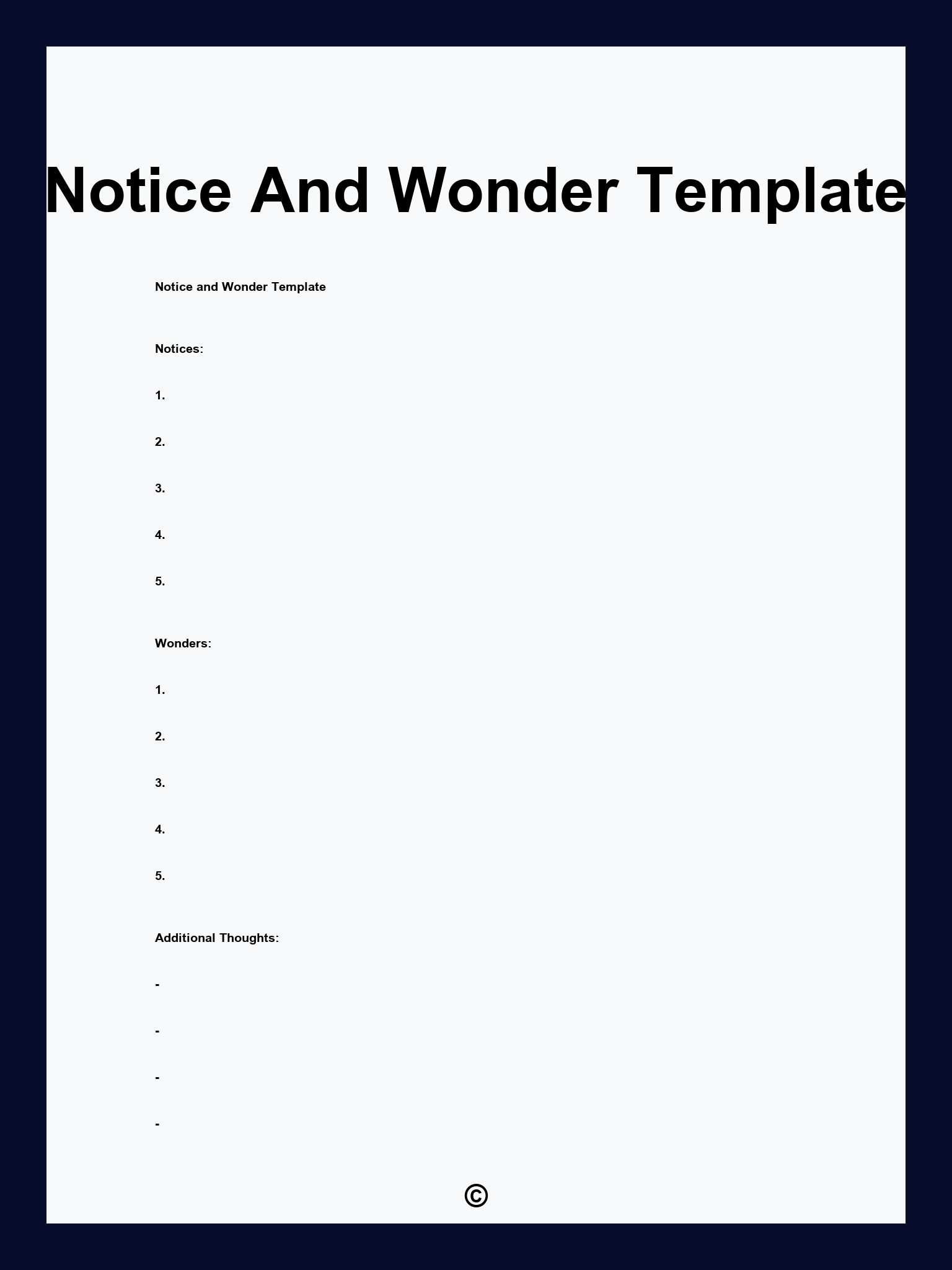 Notice And Wonder Template