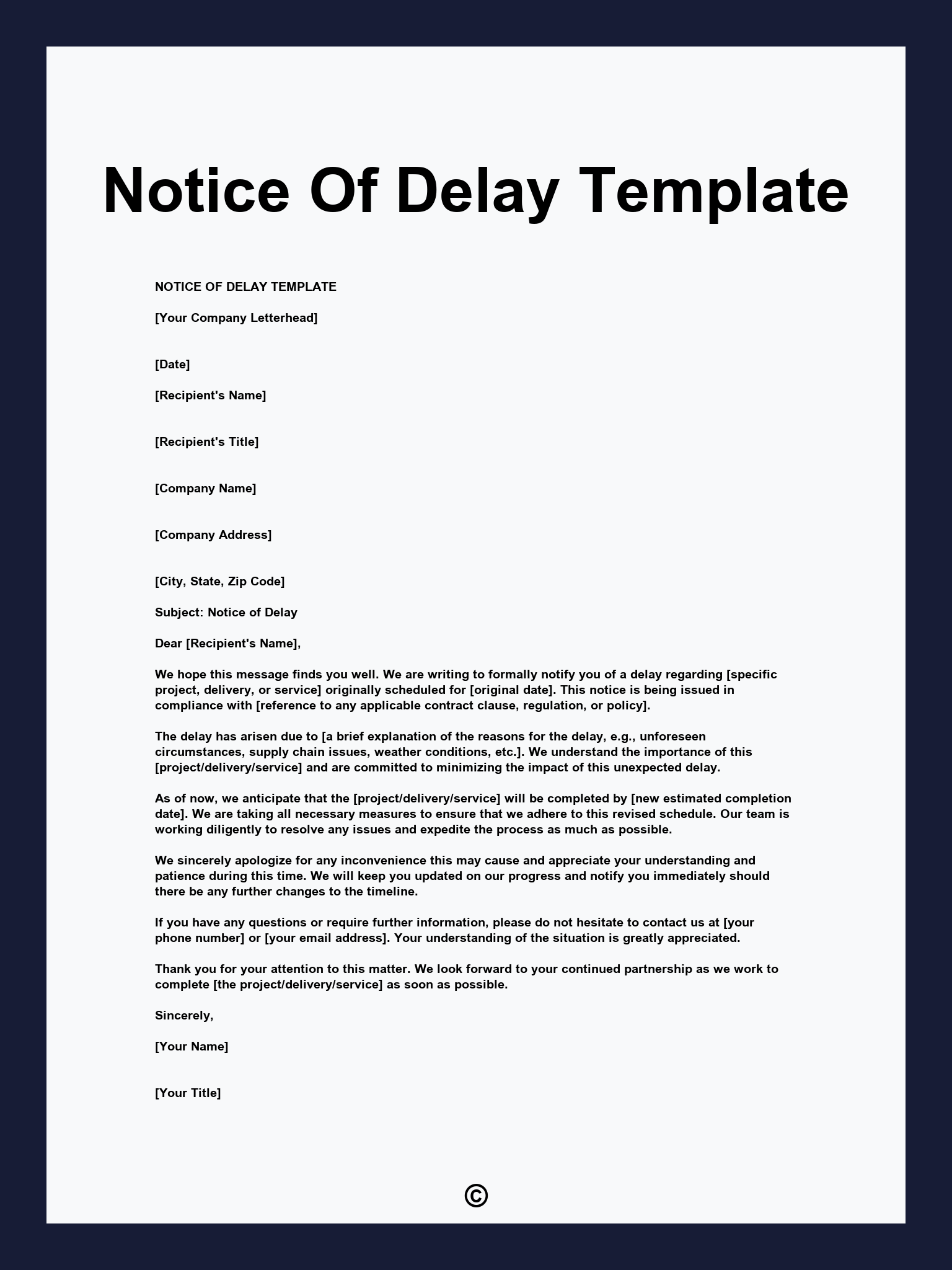 Notice Of Delay Template