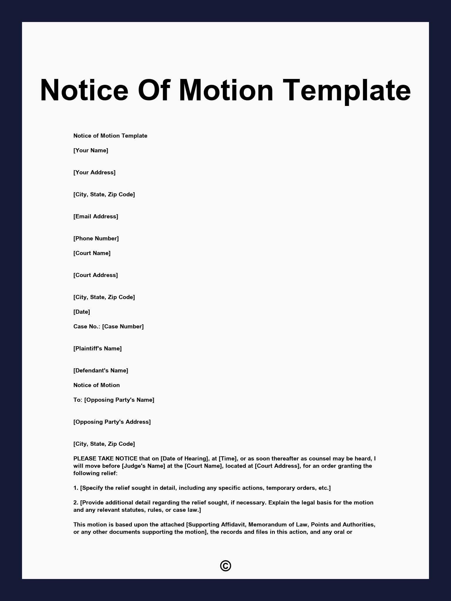 Notice Of Motion Template