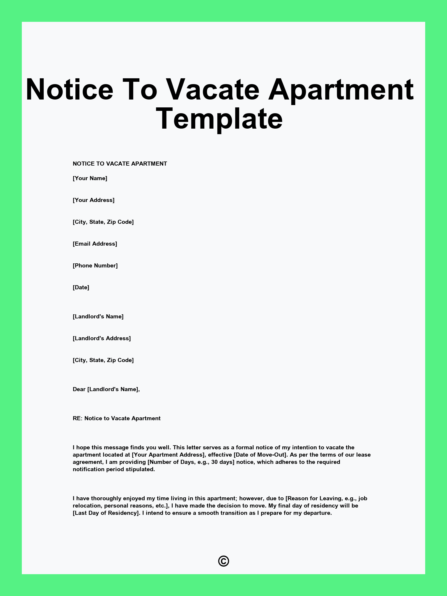 Notice To Vacate Apartment Template
