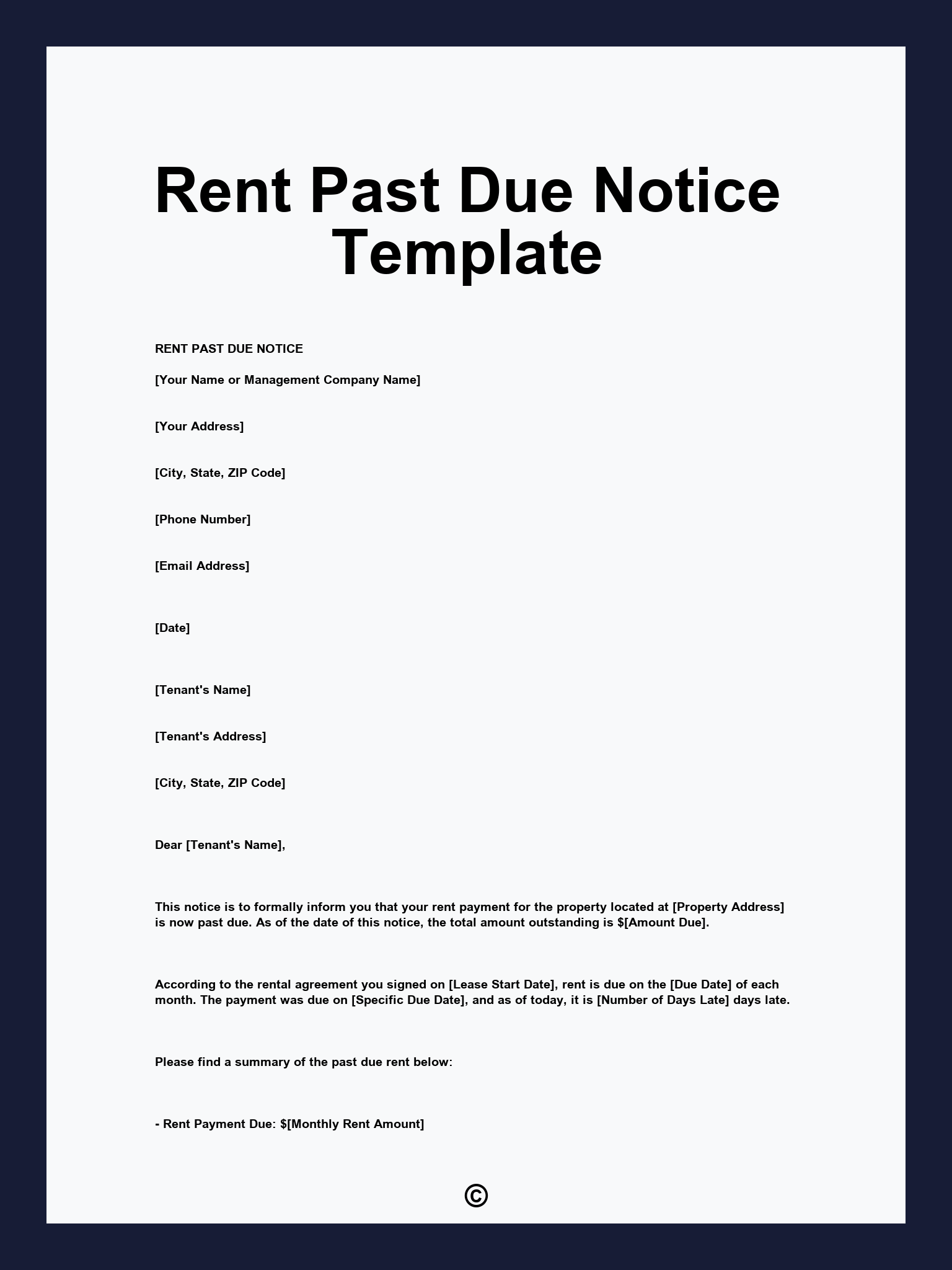 Rent Past Due Notice Template