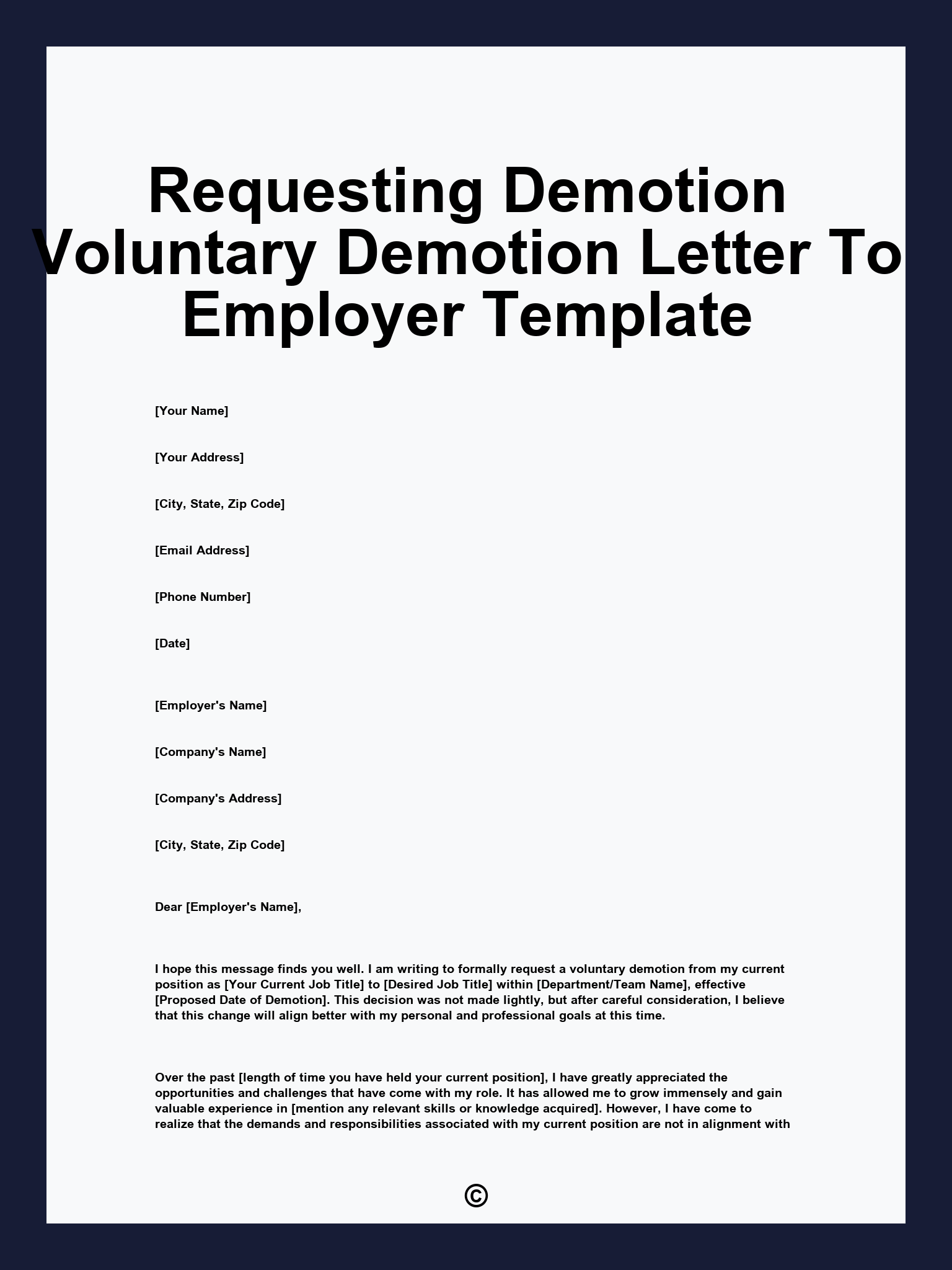 Requesting Demotion Voluntary Demotion Letter To Employer Template