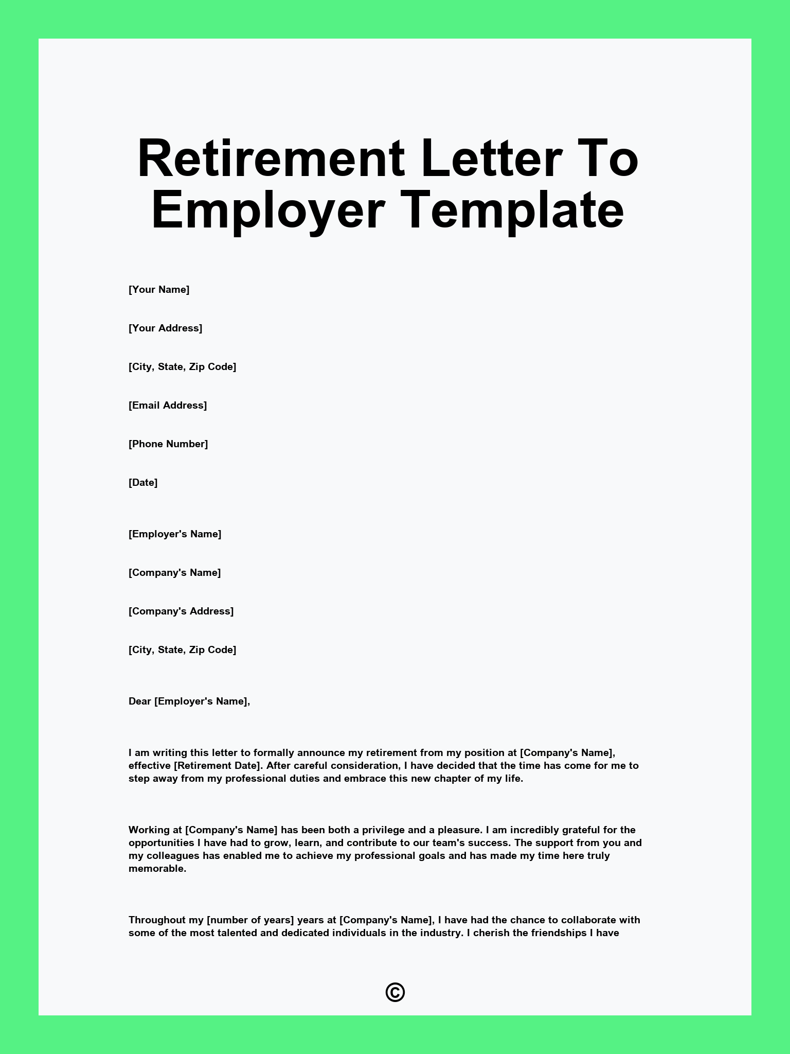 Retirement Letter To Employer Template