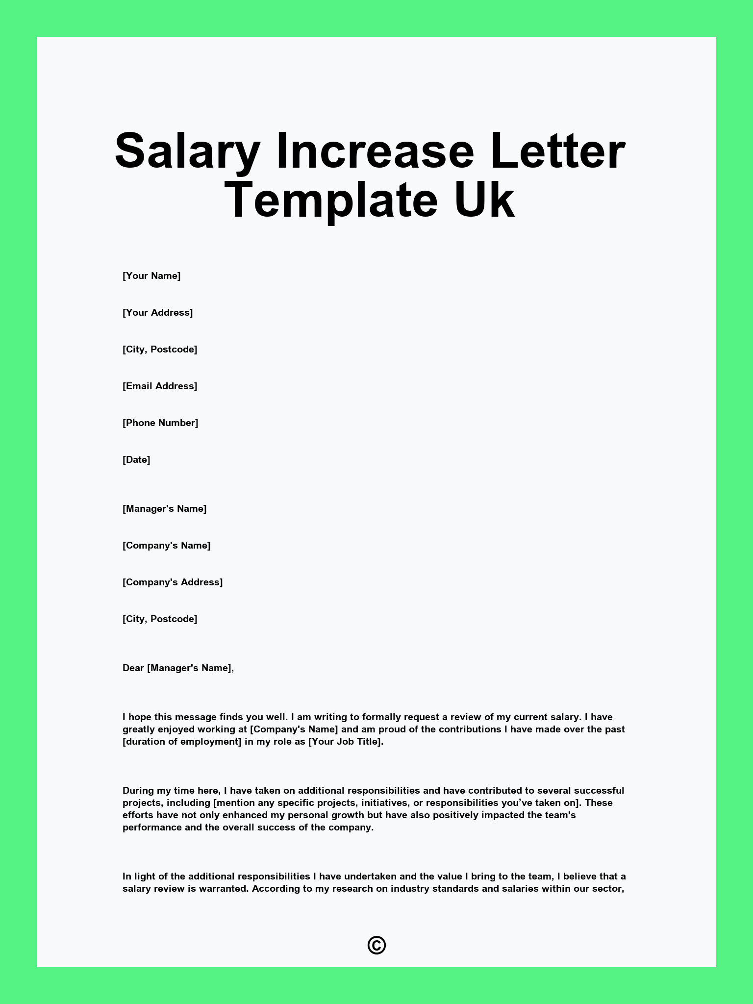 Salary Increase Letter Template Uk