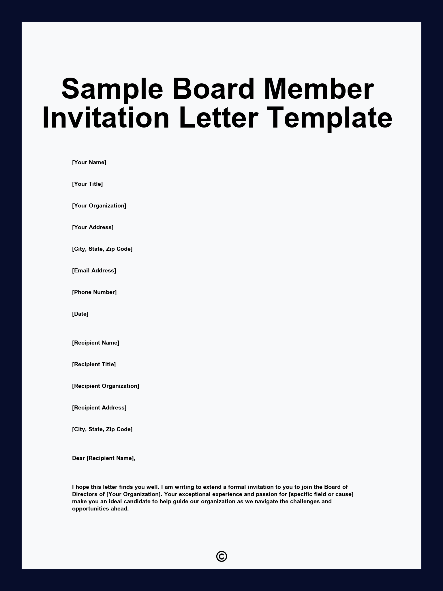 Sample Board Member Invitation Letter Template