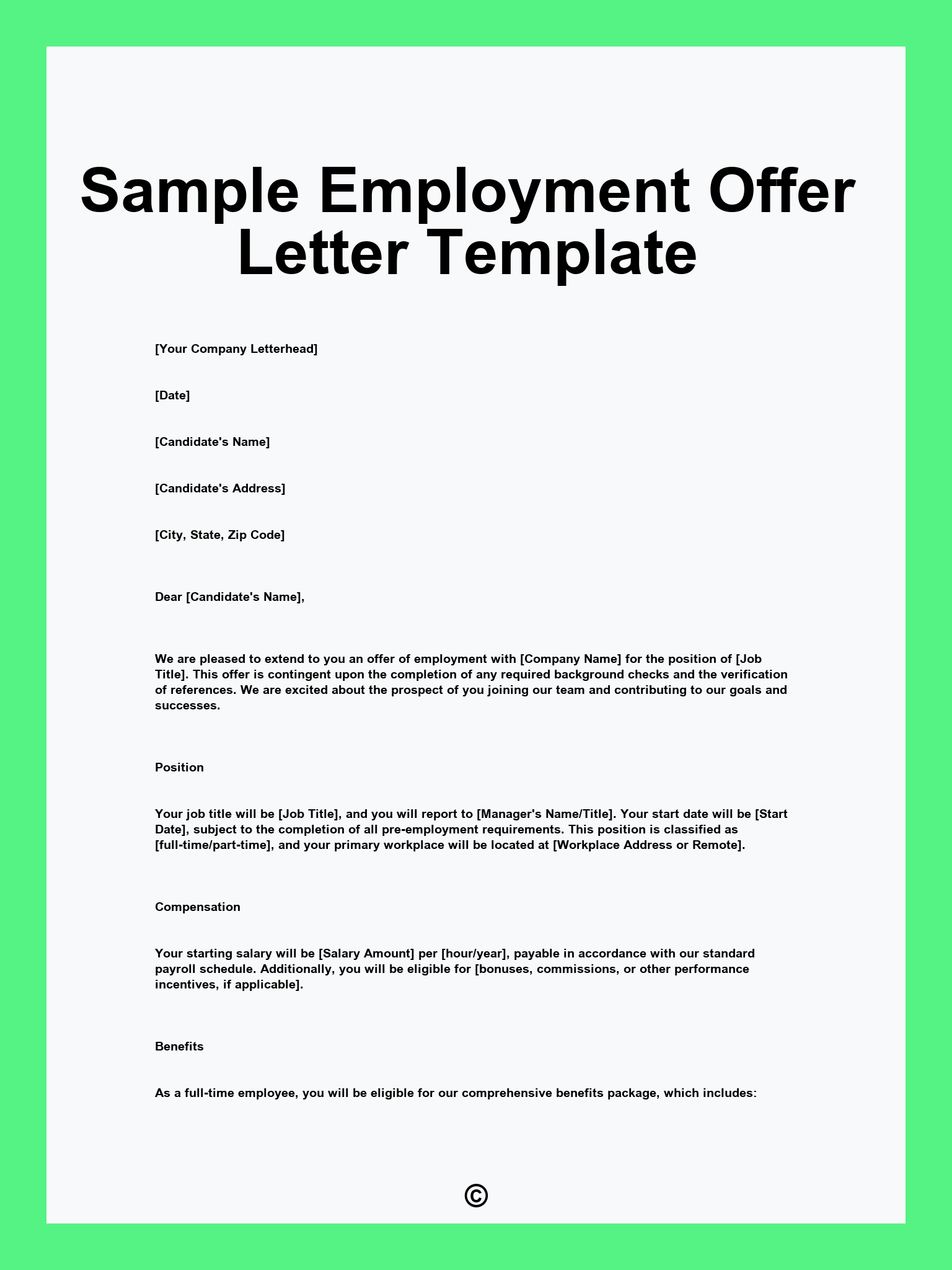 Sample Employment Offer Letter Template