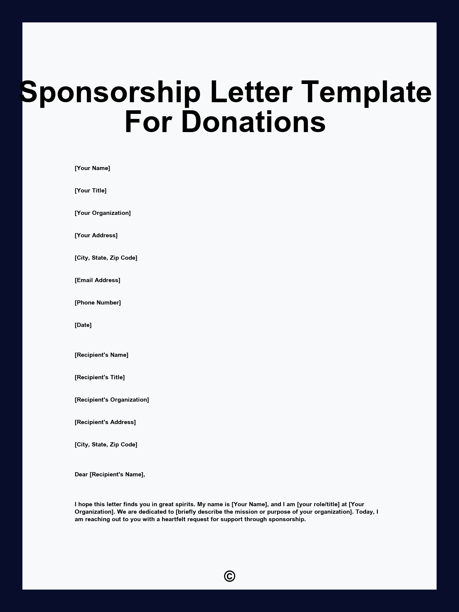 Sponsorship Letter Template For Donations