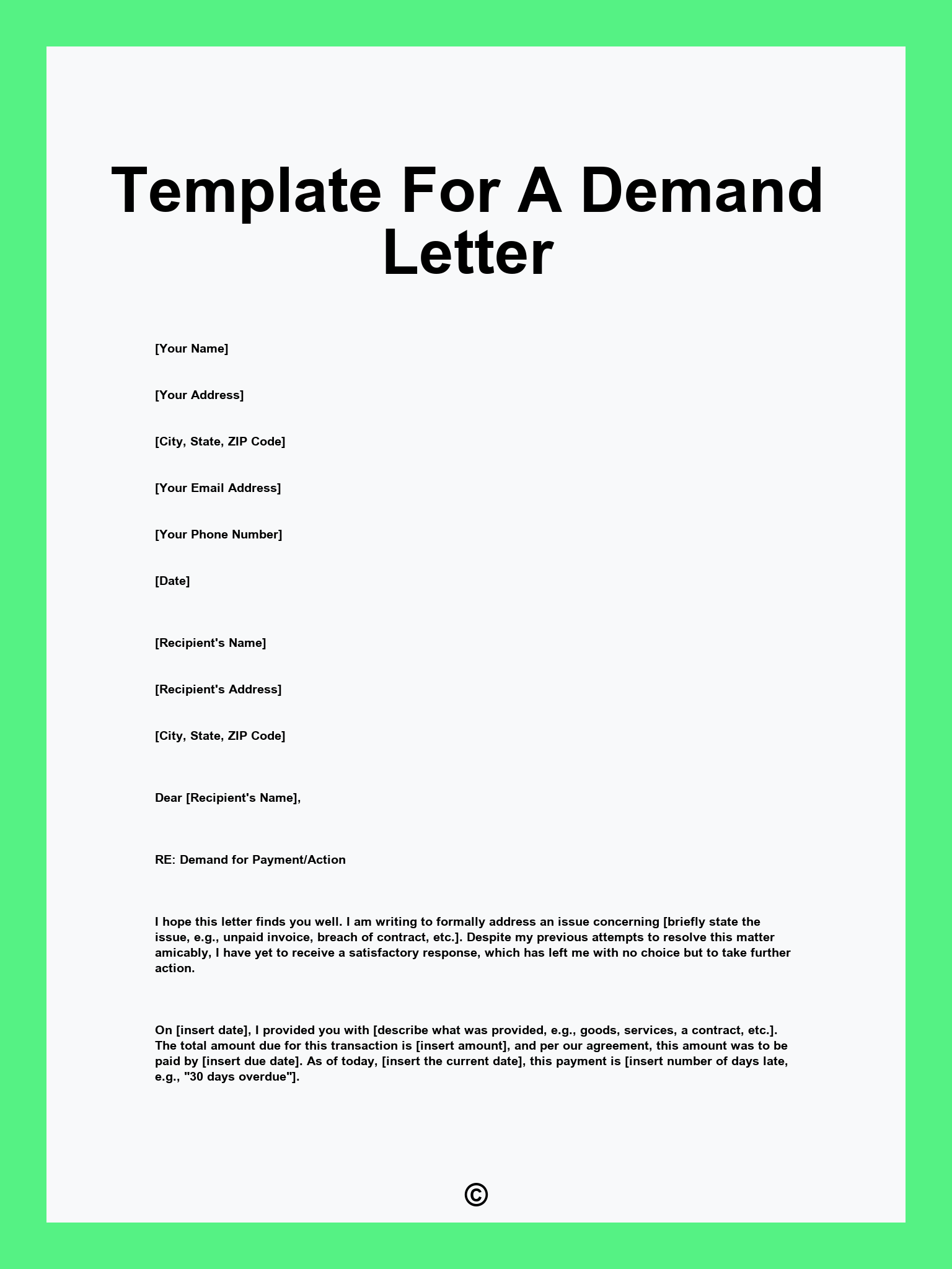 Template For A Demand Letter