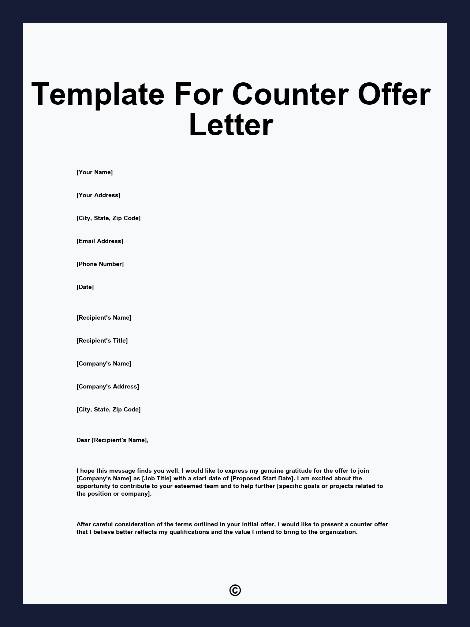 Template For Counter Offer Letter