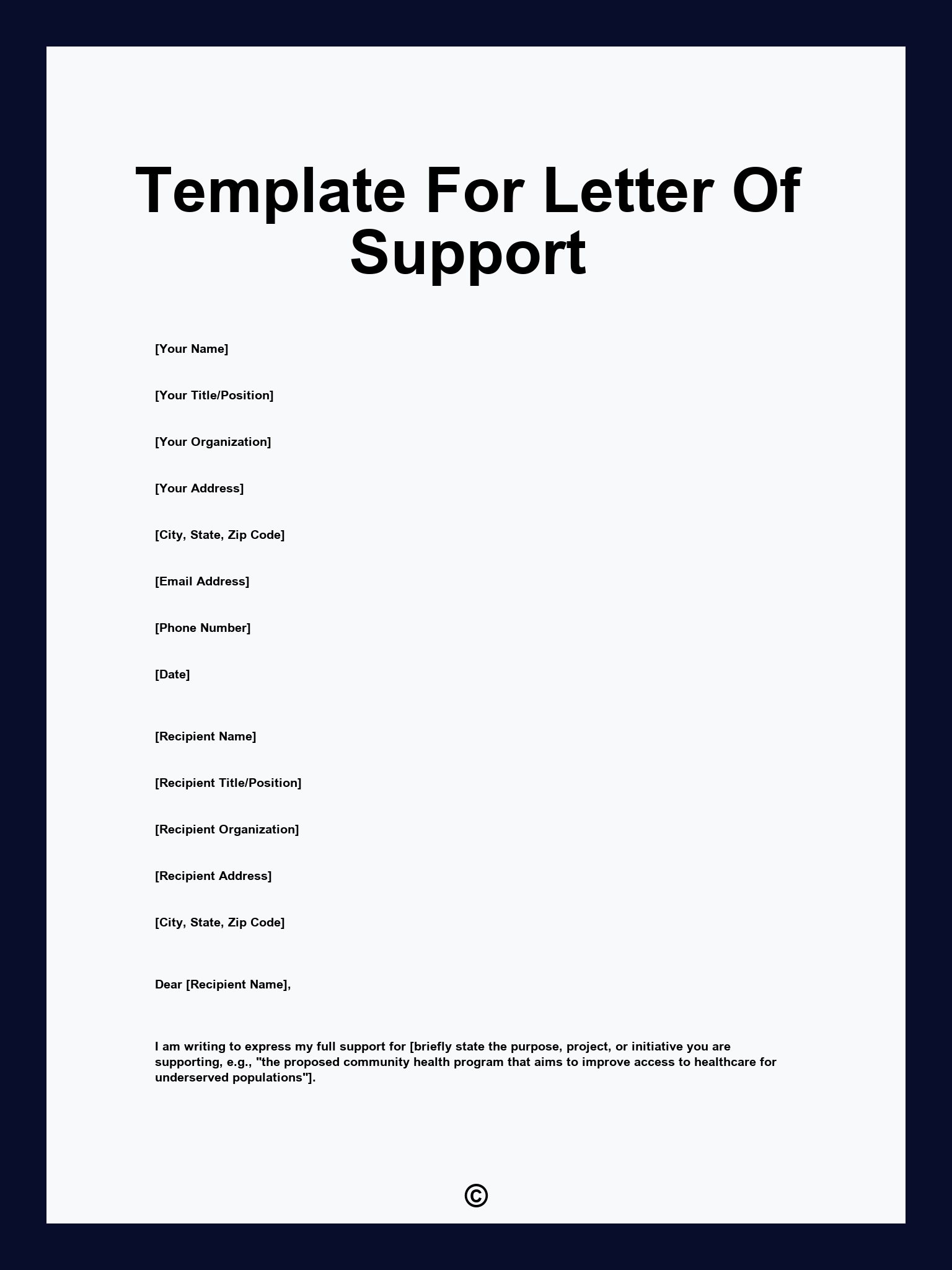 Template For Letter Of Support