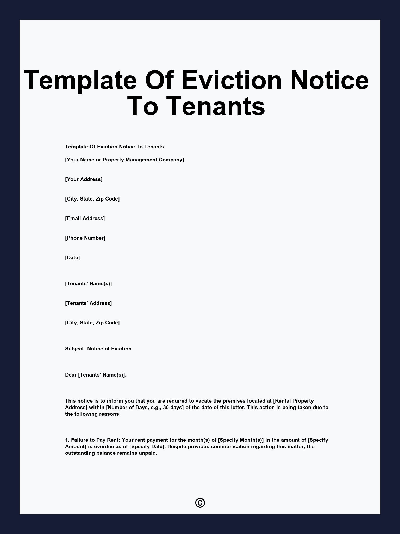 Template Of Eviction Notice To Tenants
