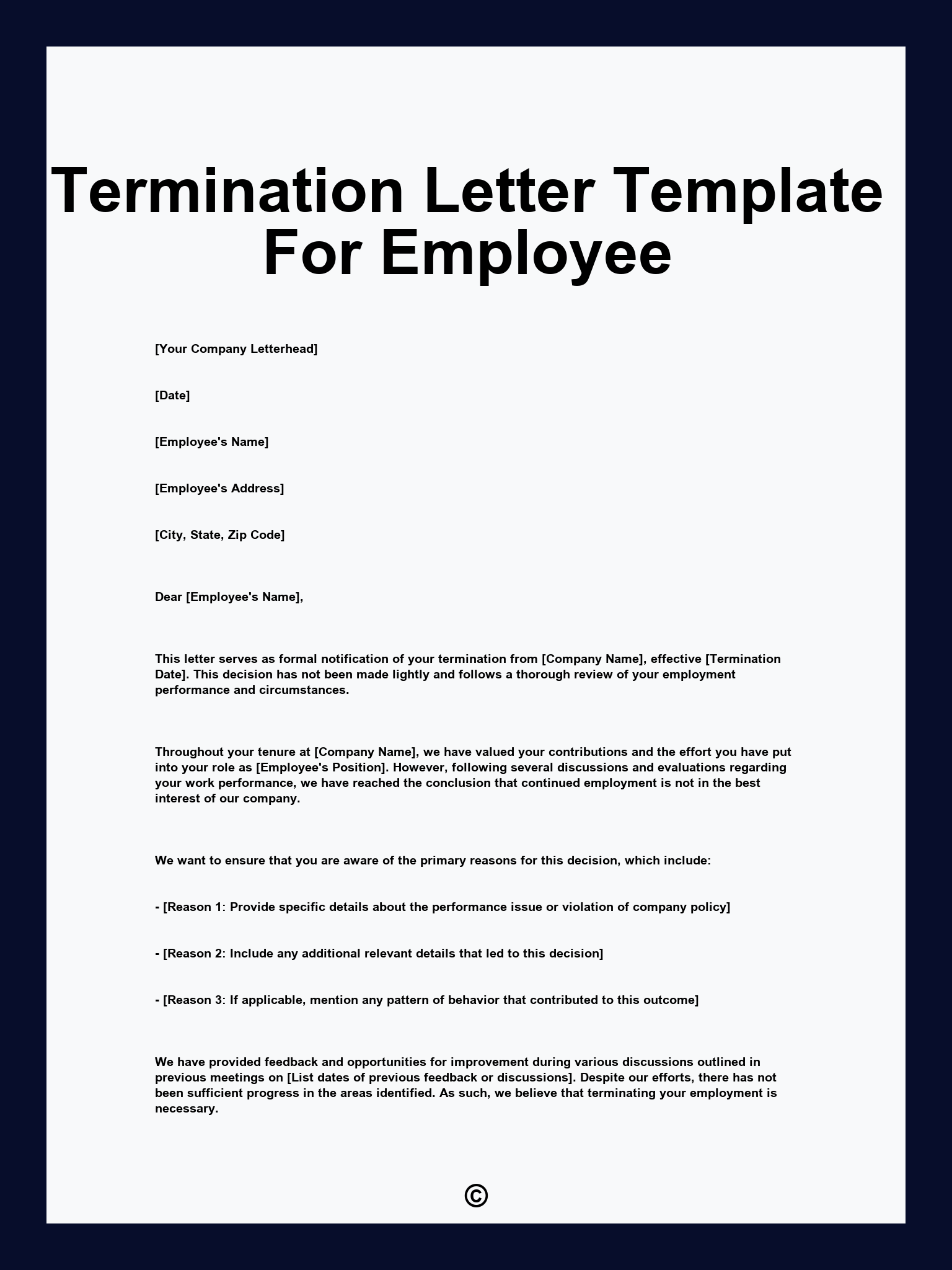 Termination Letter Template For Employee