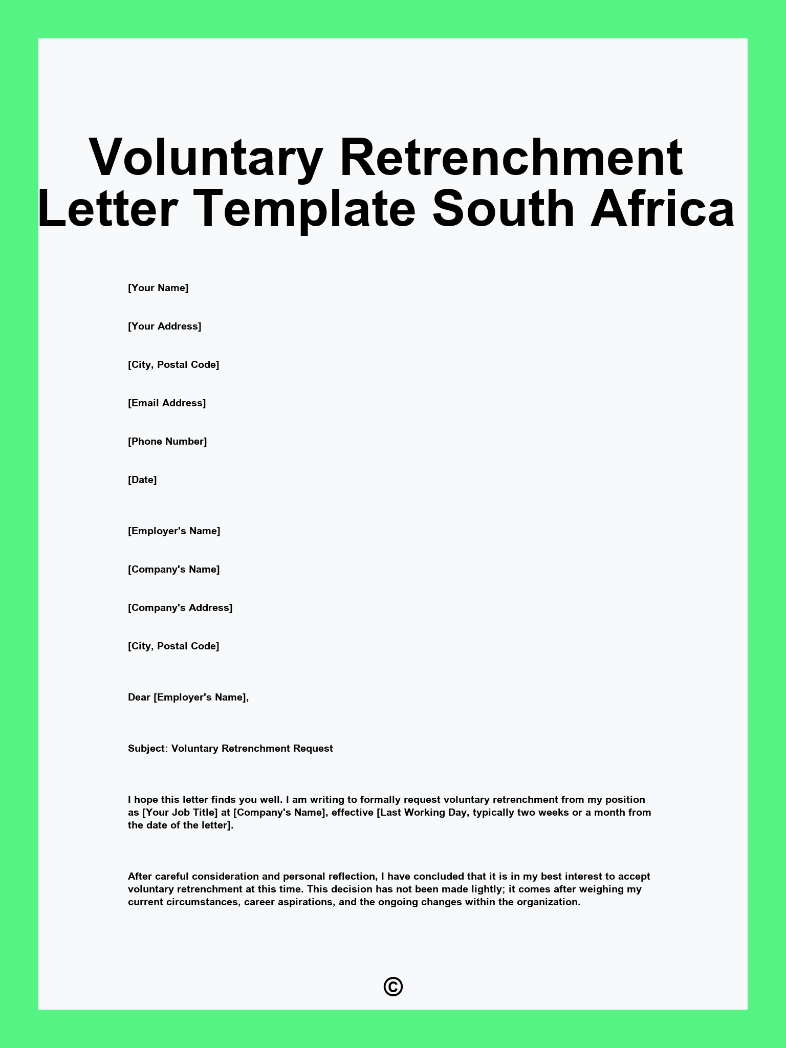 Voluntary Retrenchment Letter Template South Africa