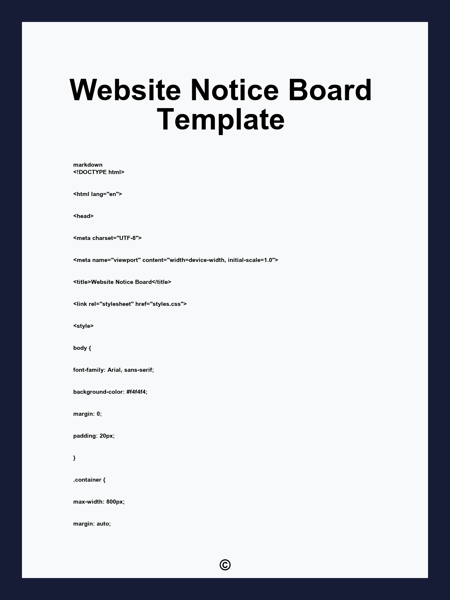 Website Notice Board Template