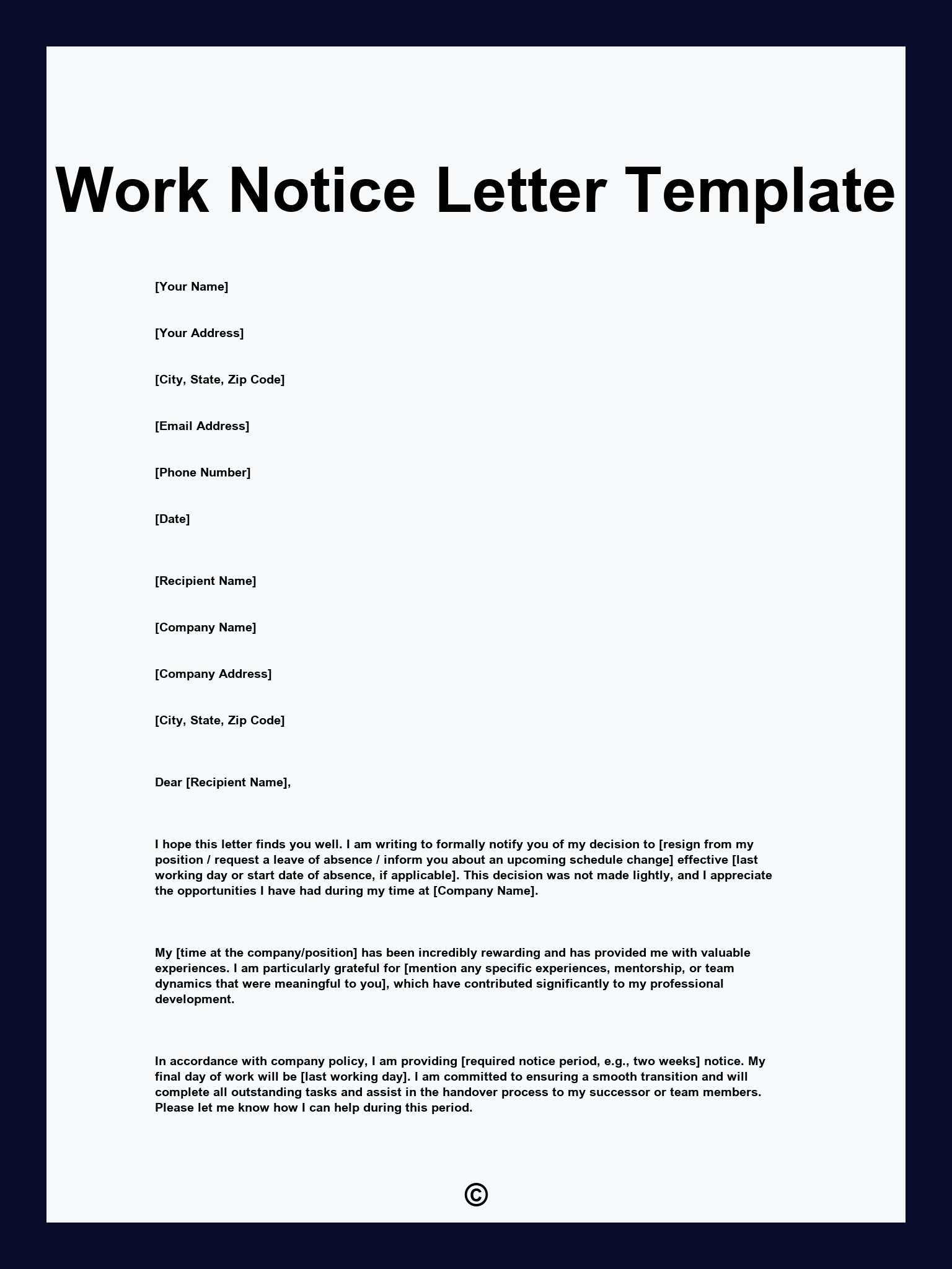 Work Notice Letter Template